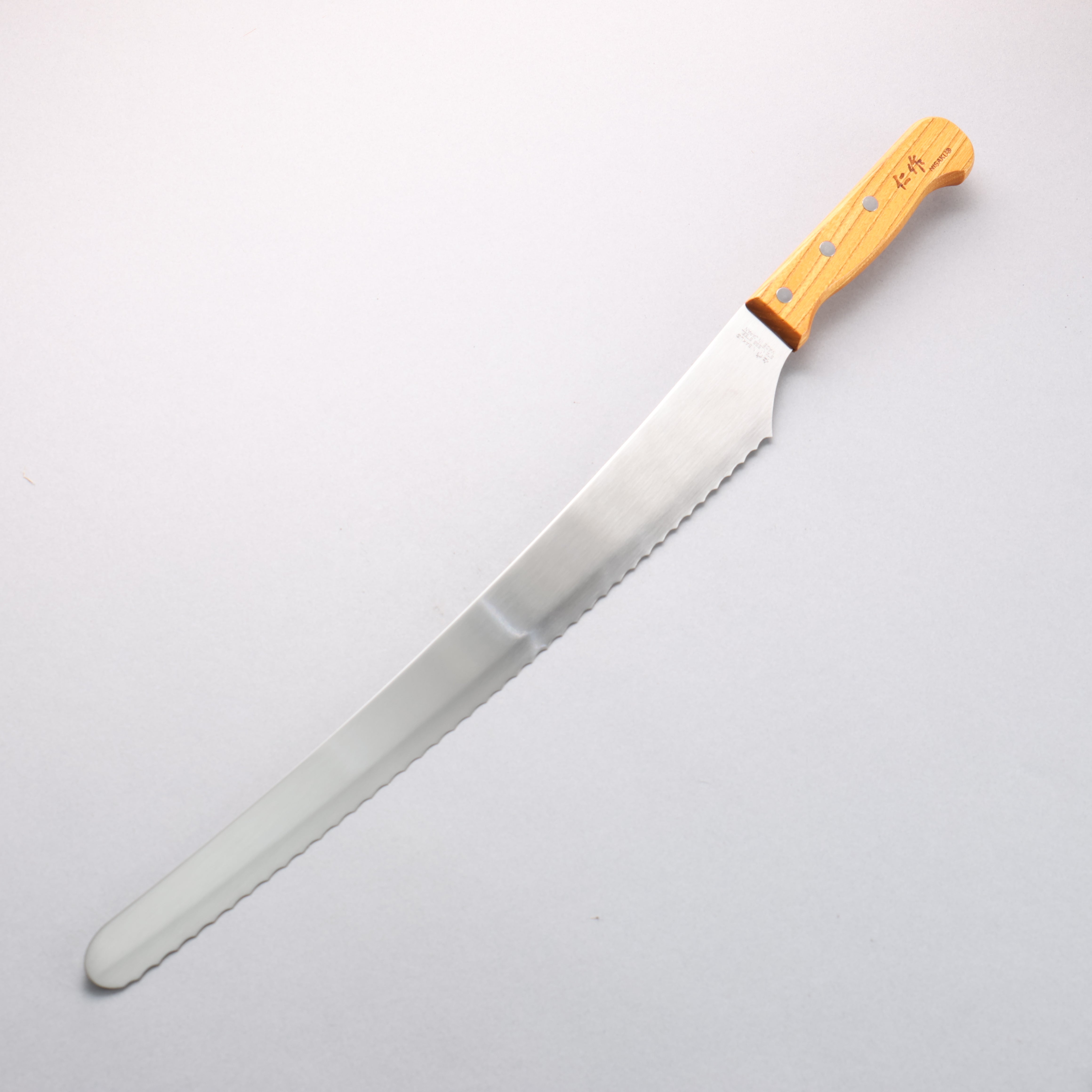 Nisaku Stainless Steel Serrated Bread Knife 360mm Natural wood Handle - Japanny - Best Japanese Knife