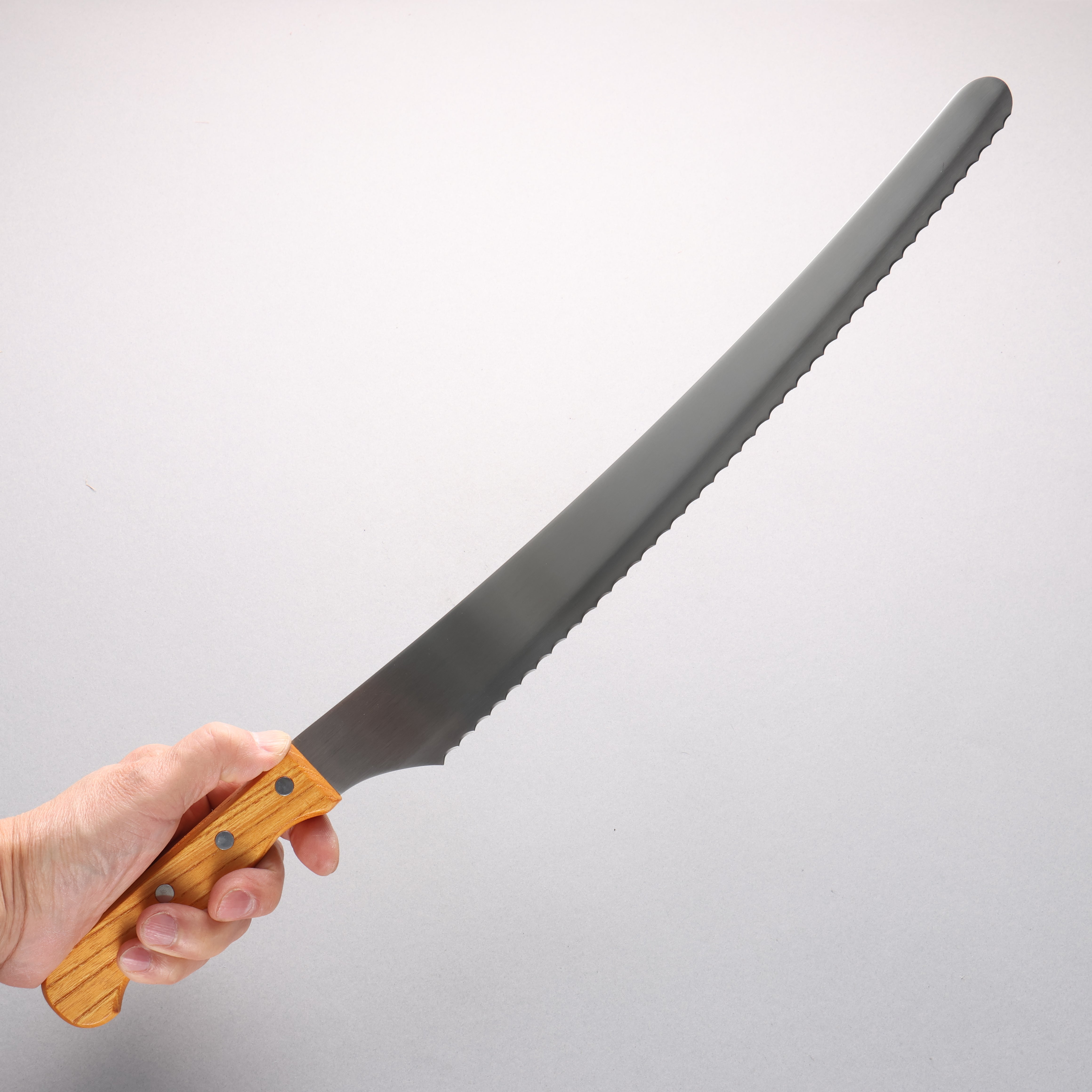 Nisaku Stainless Steel Serrated Bread Knife 360mm Natural wood Handle - Japanny - Best Japanese Knife