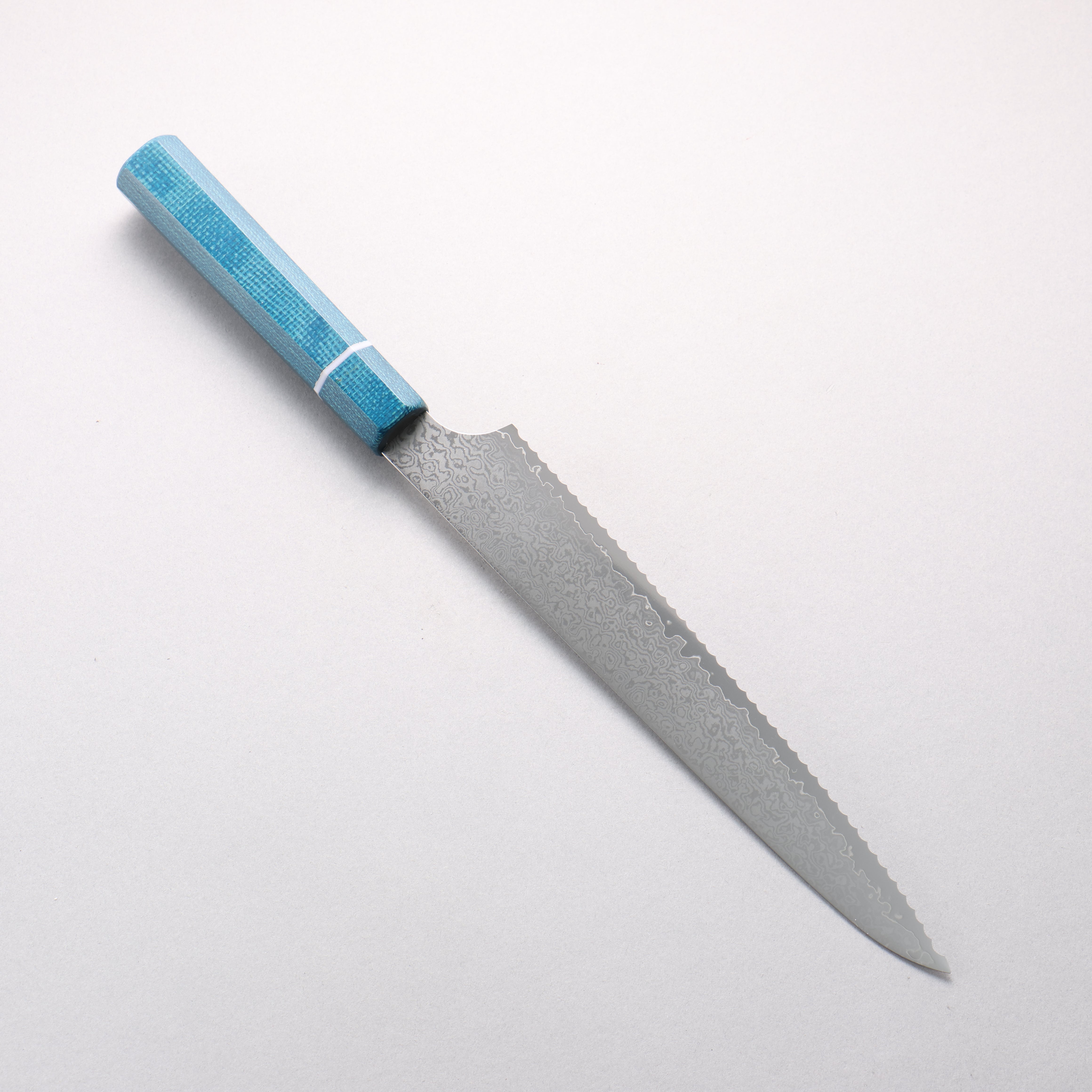 Kei VG10 Damascus Bread Slicer 240mm Blue Micarta Handle - Japanny - Best Japanese Knife