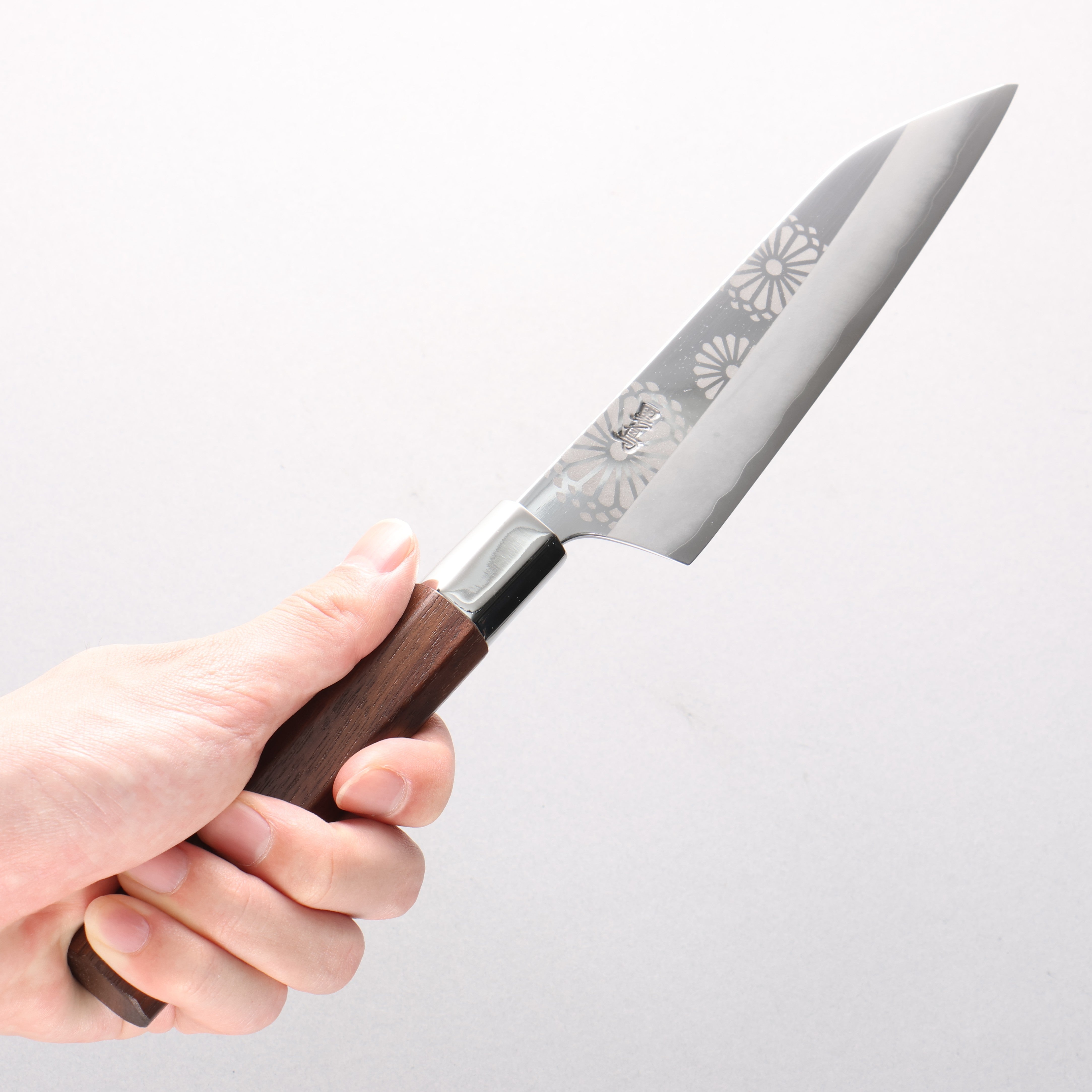 Kurotori Silver Steel No.3 Migaki Finished Petty-Utility 150mm Walnut Handle Kiku