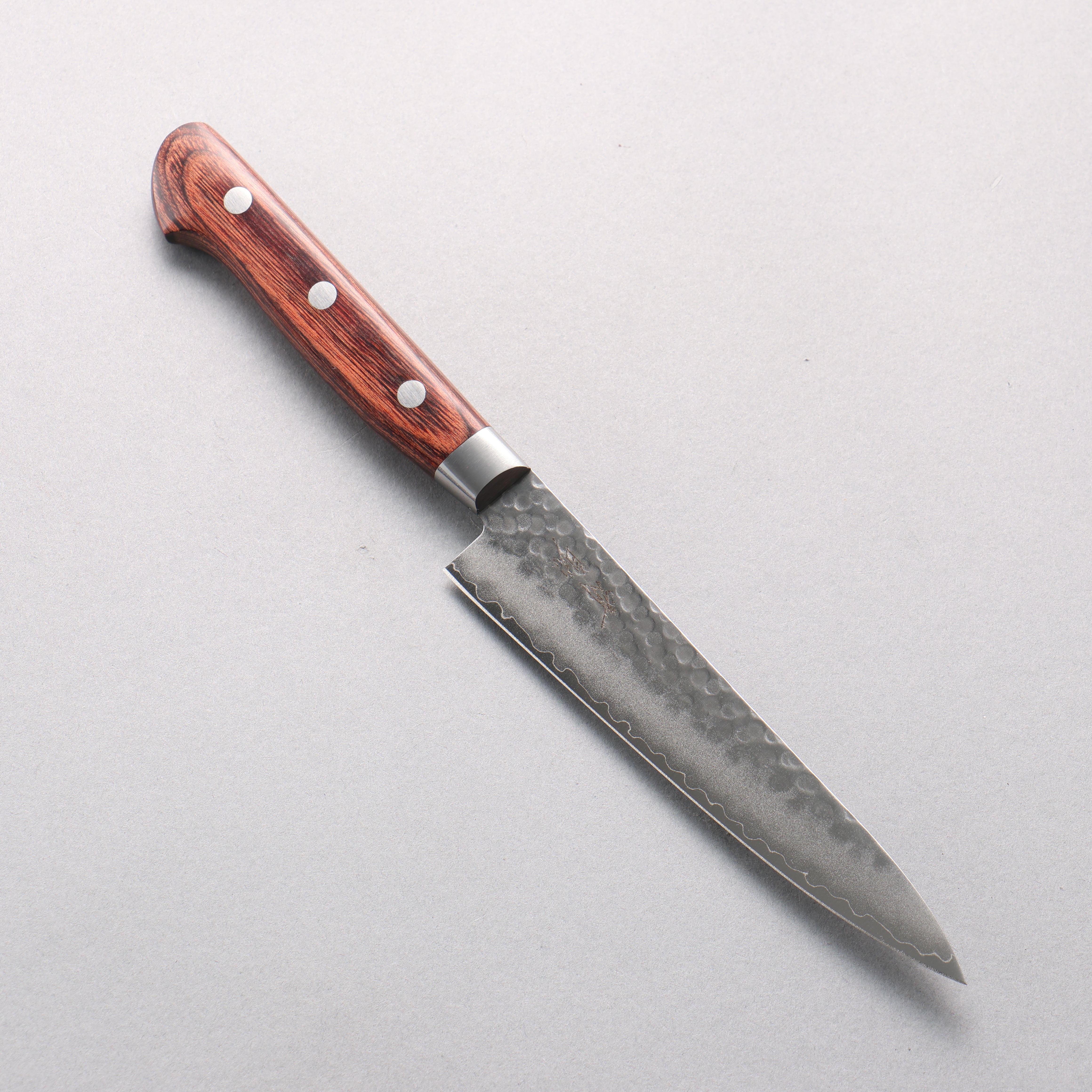 Seisuke VG10 Hammered Petty-Utility 135mm Mahogany Handle - Japanny - Best Japanese Knife