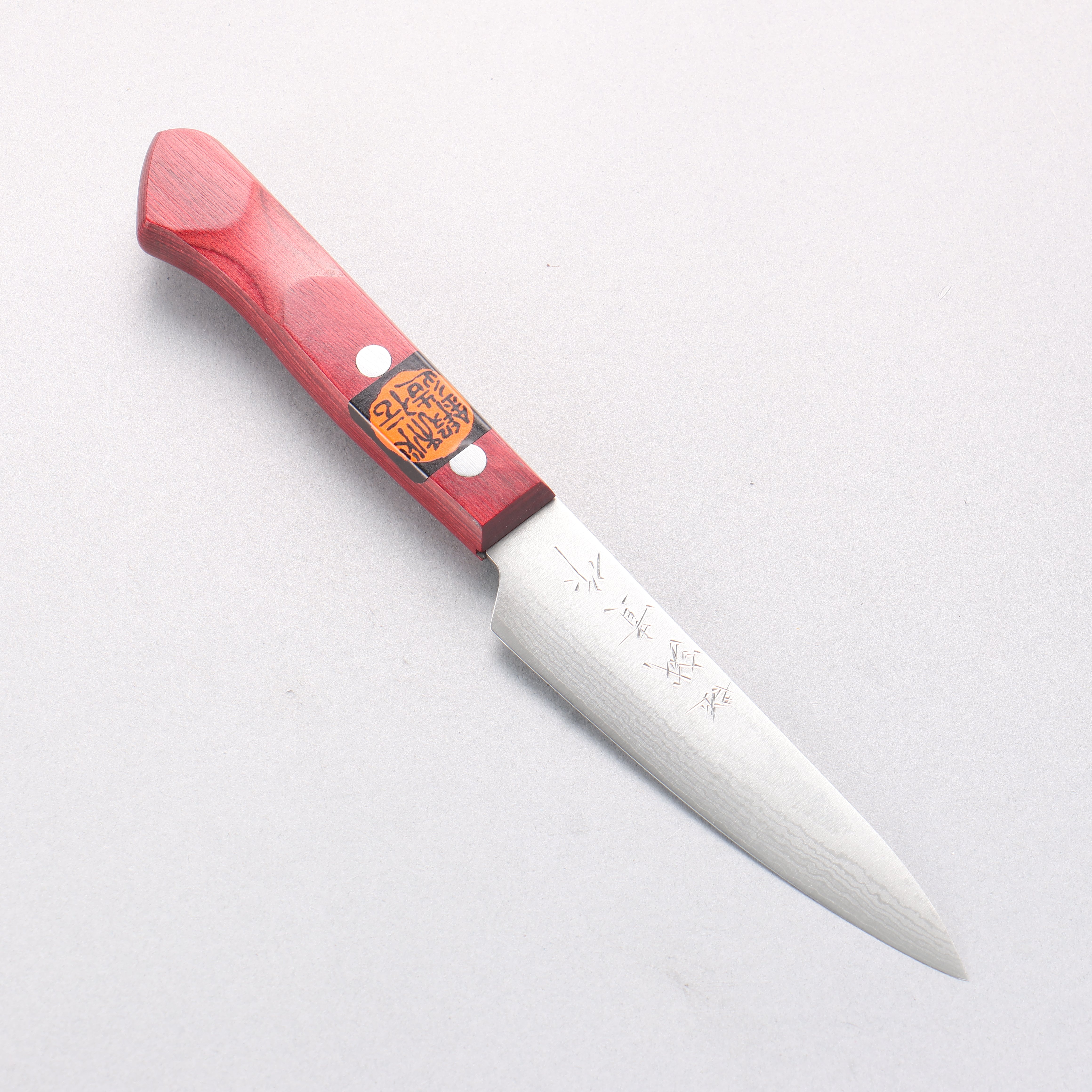 Shigeki Tanaka VG10 17 Layer Damascus Petty-Utility 120mm Red Pakka wood Handle - Japanny - Best Japanese Knife