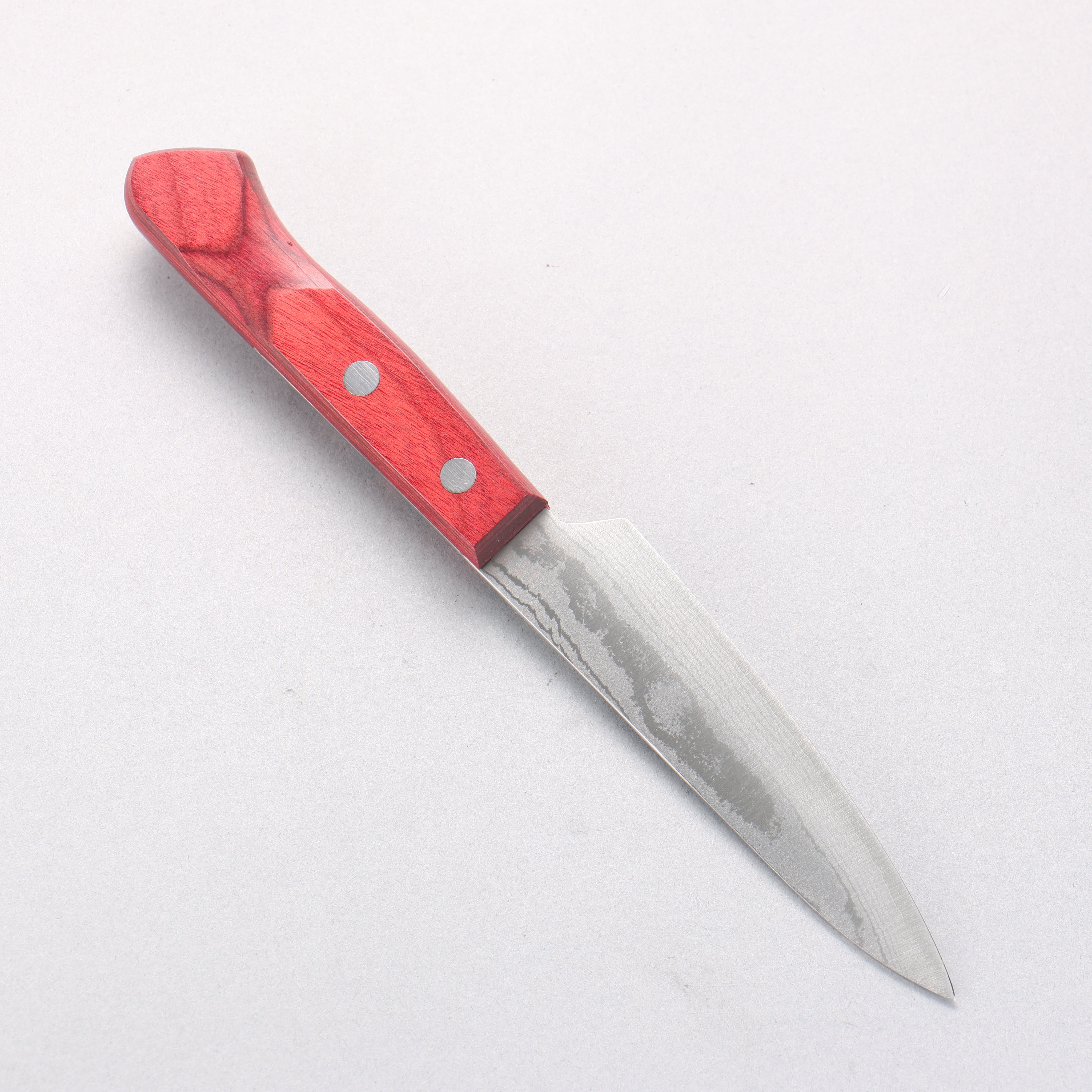 Shigeki Tanaka VG10 17 Layer Damascus Petty-Utility 120mm Red Pakka wood Handle - Japanny - Best Japanese Knife