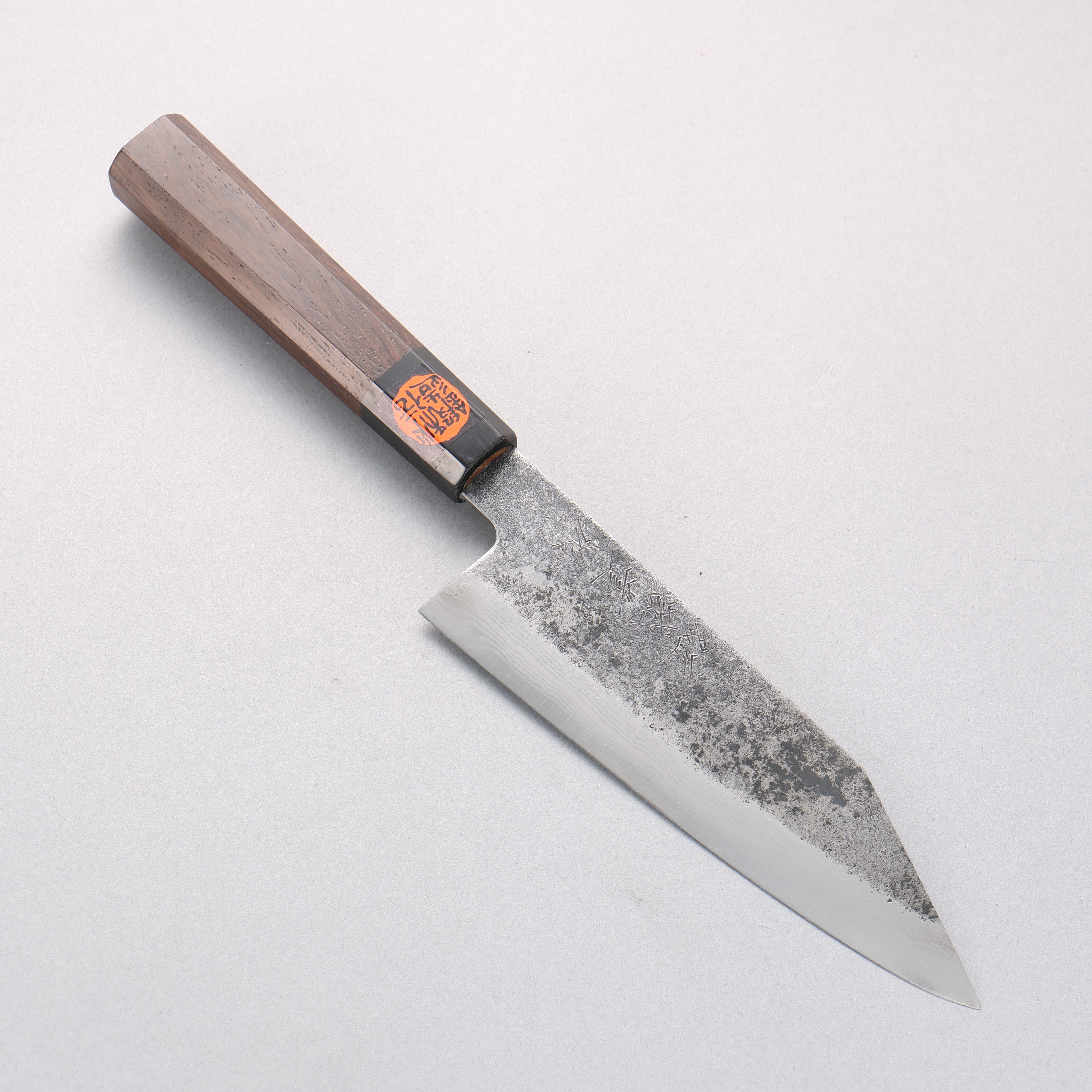 Shigeki Tanaka TEKKA Blue Steel No.2 Kurouchi Damascus Kiritsuke Santoku 170mm Walnut Handle - Japanny - Best Japanese Knife