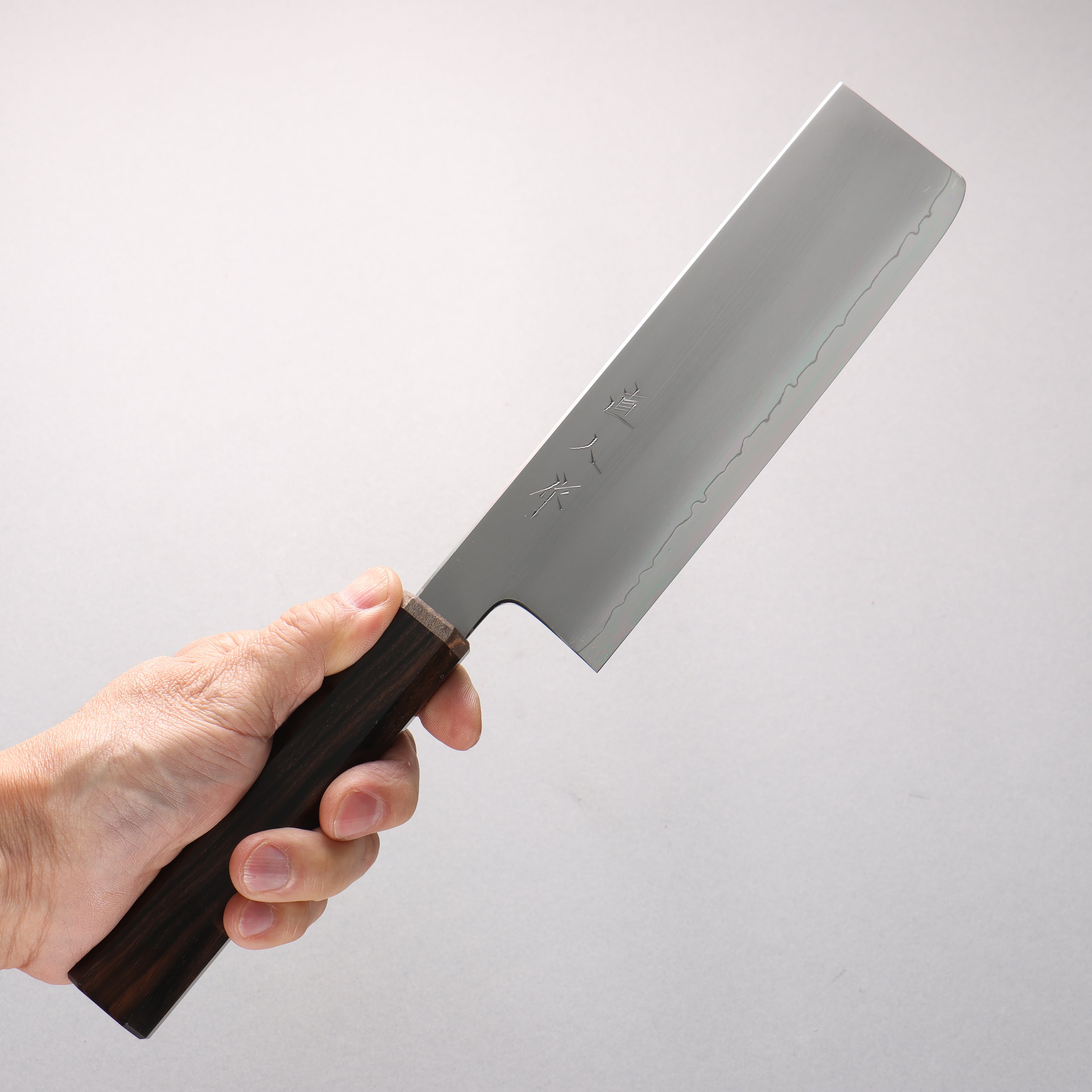 Naohito Myojin SG2 Kasumitogi Nakiri 170mm Striped Ebony (Narrow Ferrule: Black Stabilized Wood) Handle - Japanny - Best Japanese Knife