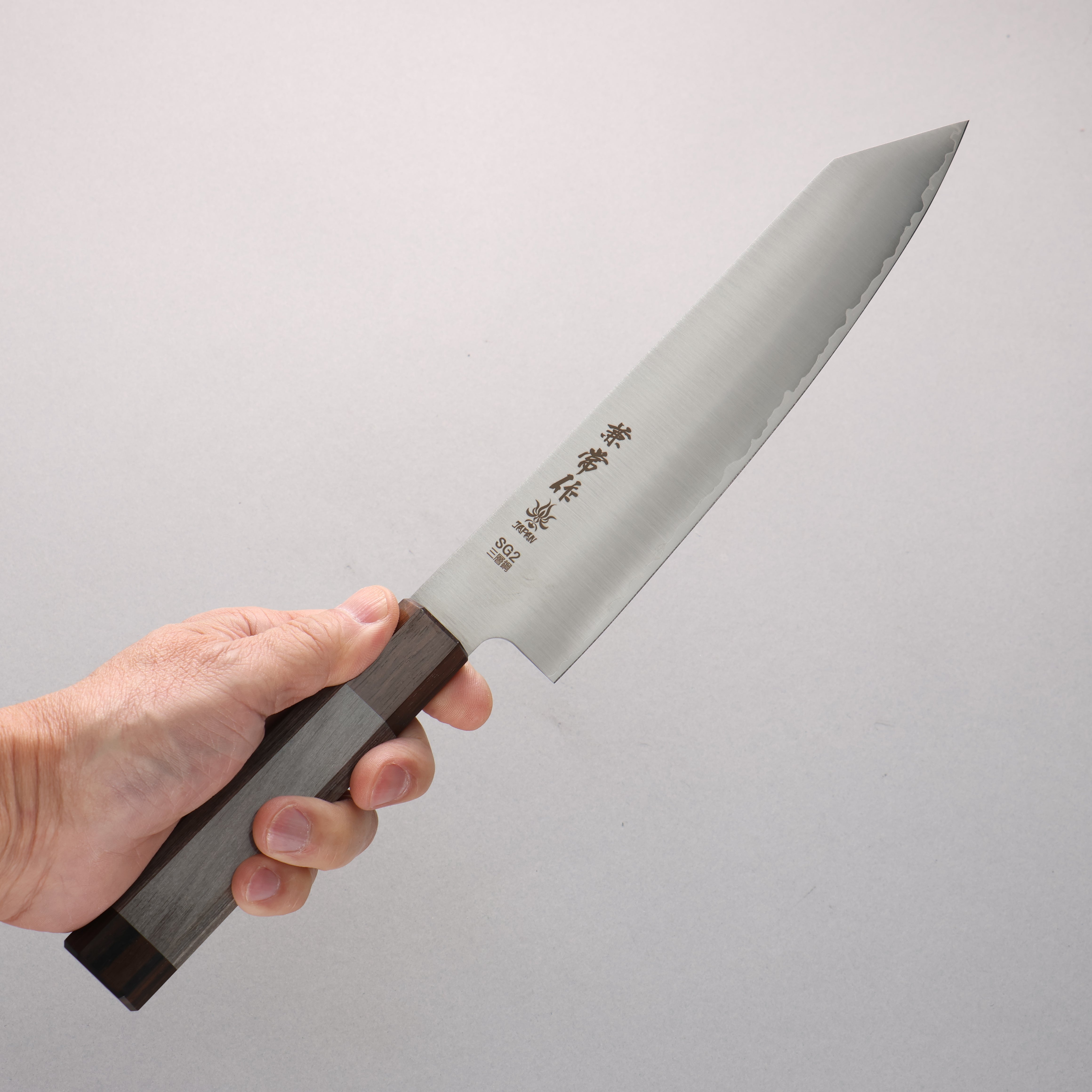 Kanetsune SG2 Kiritsuke Gyuto 210mm Gray Pakka wood Handle - Japanny - Best Japanese Knife