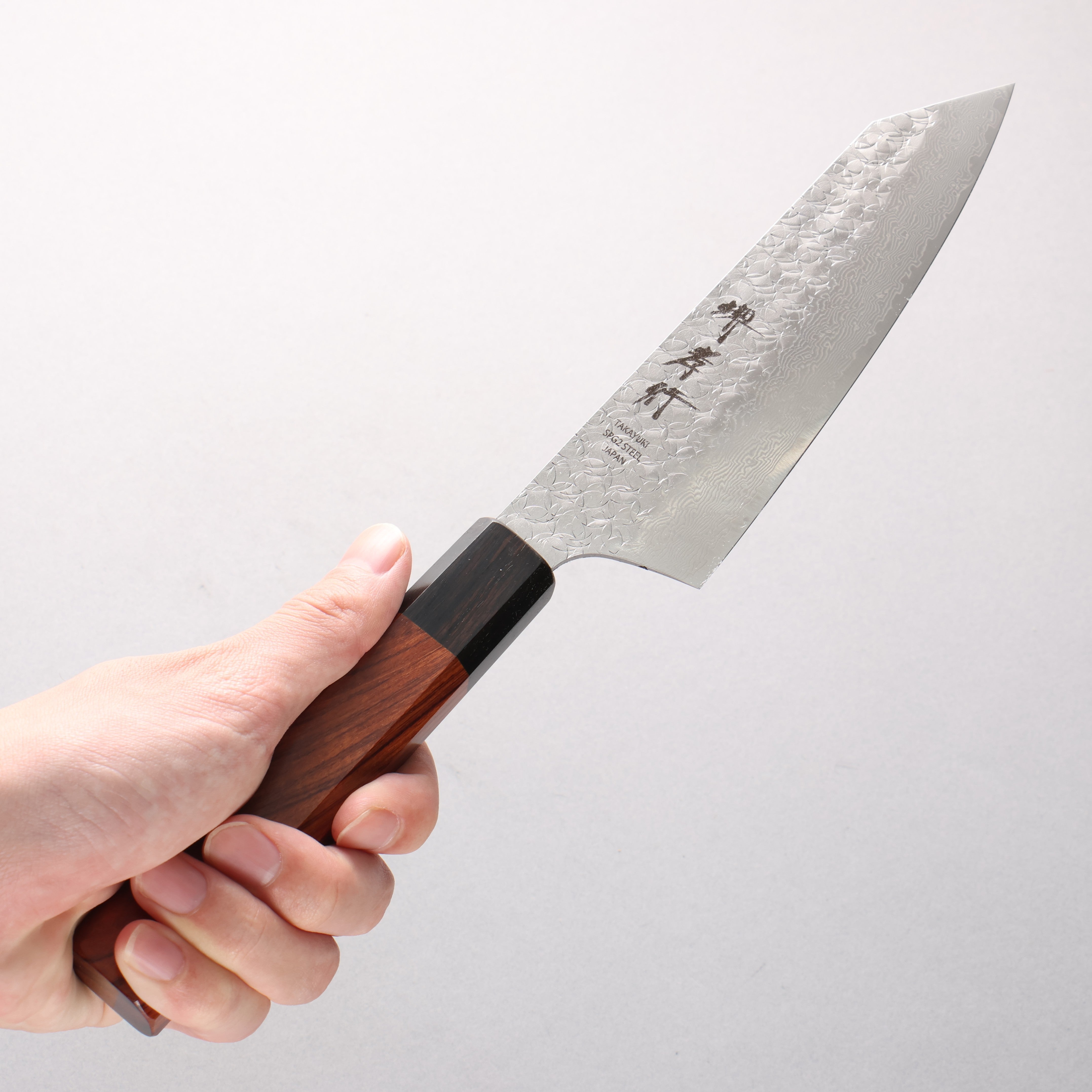 Sakai Takayuki SG2 Damascus Kengata Santoku 160mm Rosewood (Ferrule: Black Pakka Wood) Handle - Japanny - Best Japanese Knife