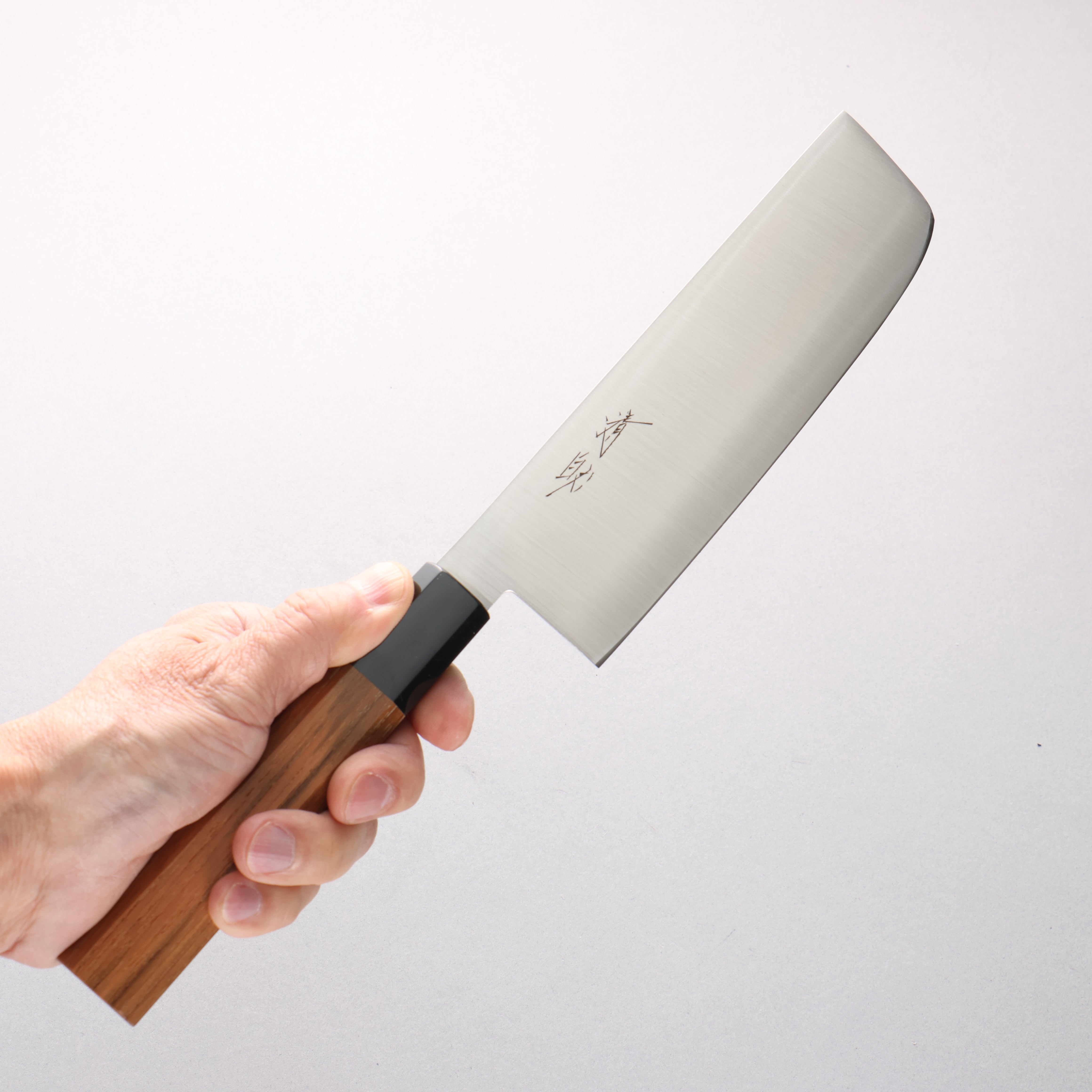 Seisuke Stainless Steel Nakiri 160mm Teak (ferrule: Black Plastic) Handle - Japanny - Best Japanese Knife