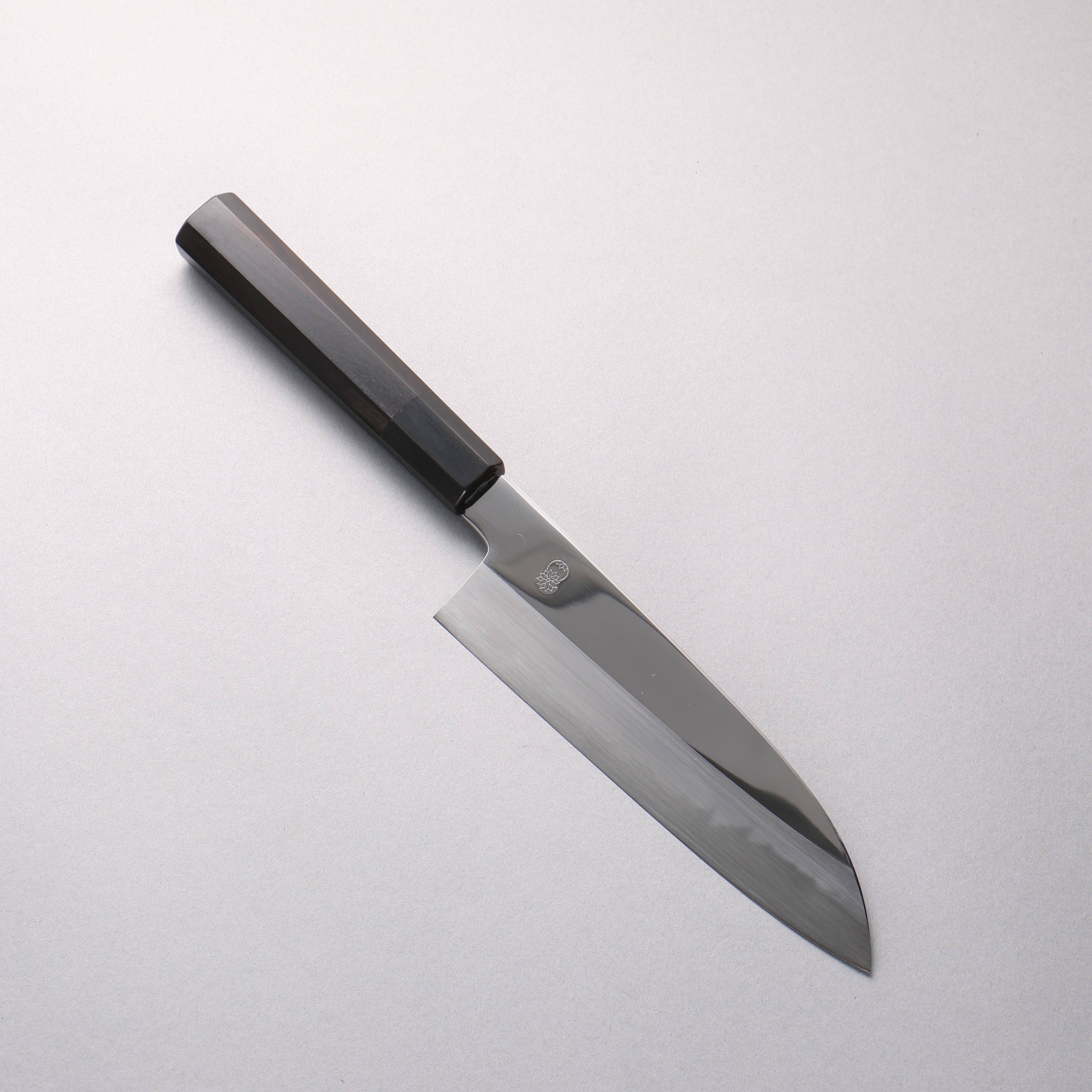 Choyo White Steel Mirrored Finish Santoku 180mm Ebony Wood (ferrule: Black Water Buffalo Horn) Handle