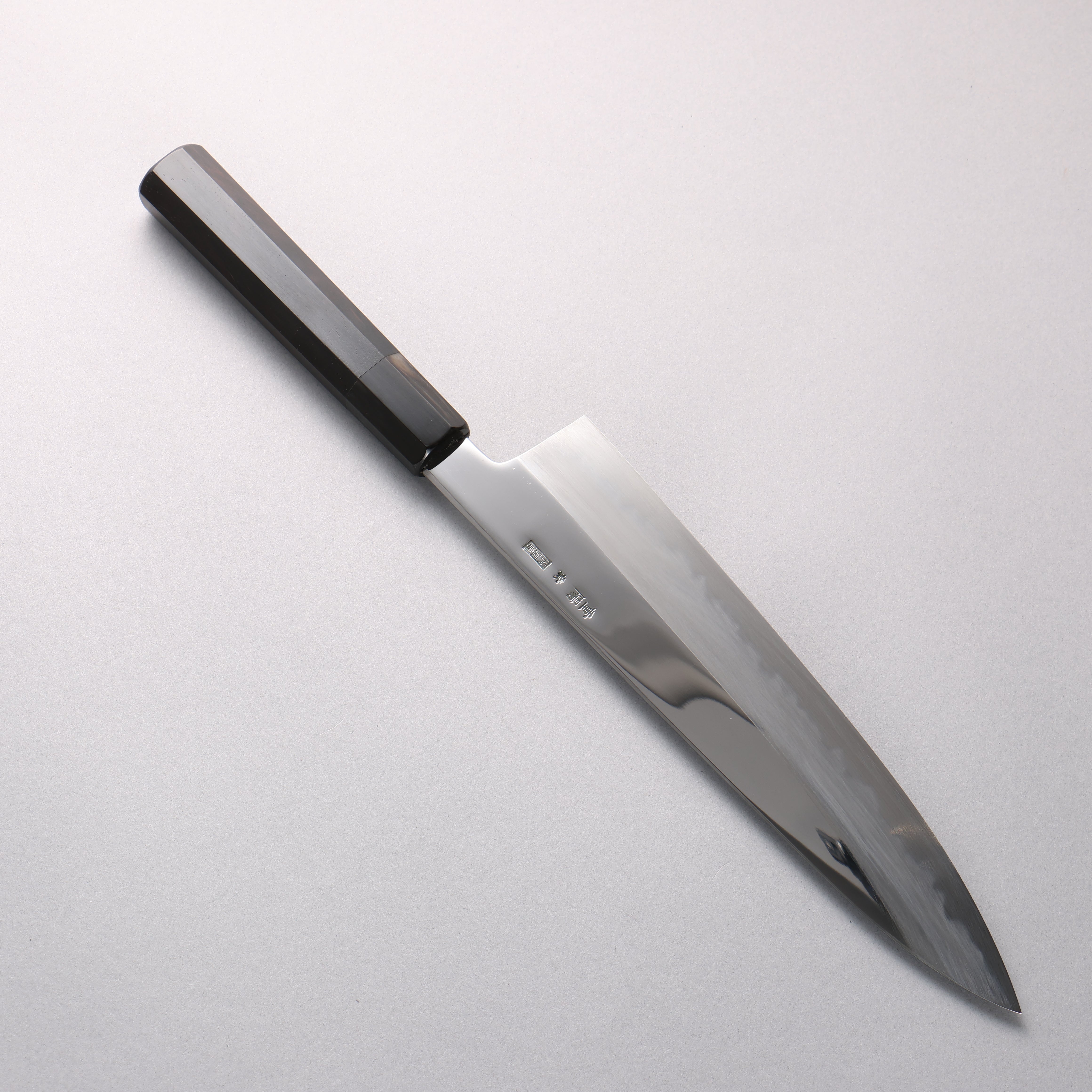 Choyo Blue Steel No.1 Mirrored Finish Gyuto 240mm Ebony Wood (ferrule: Black Water Buffalo Horn) Handle