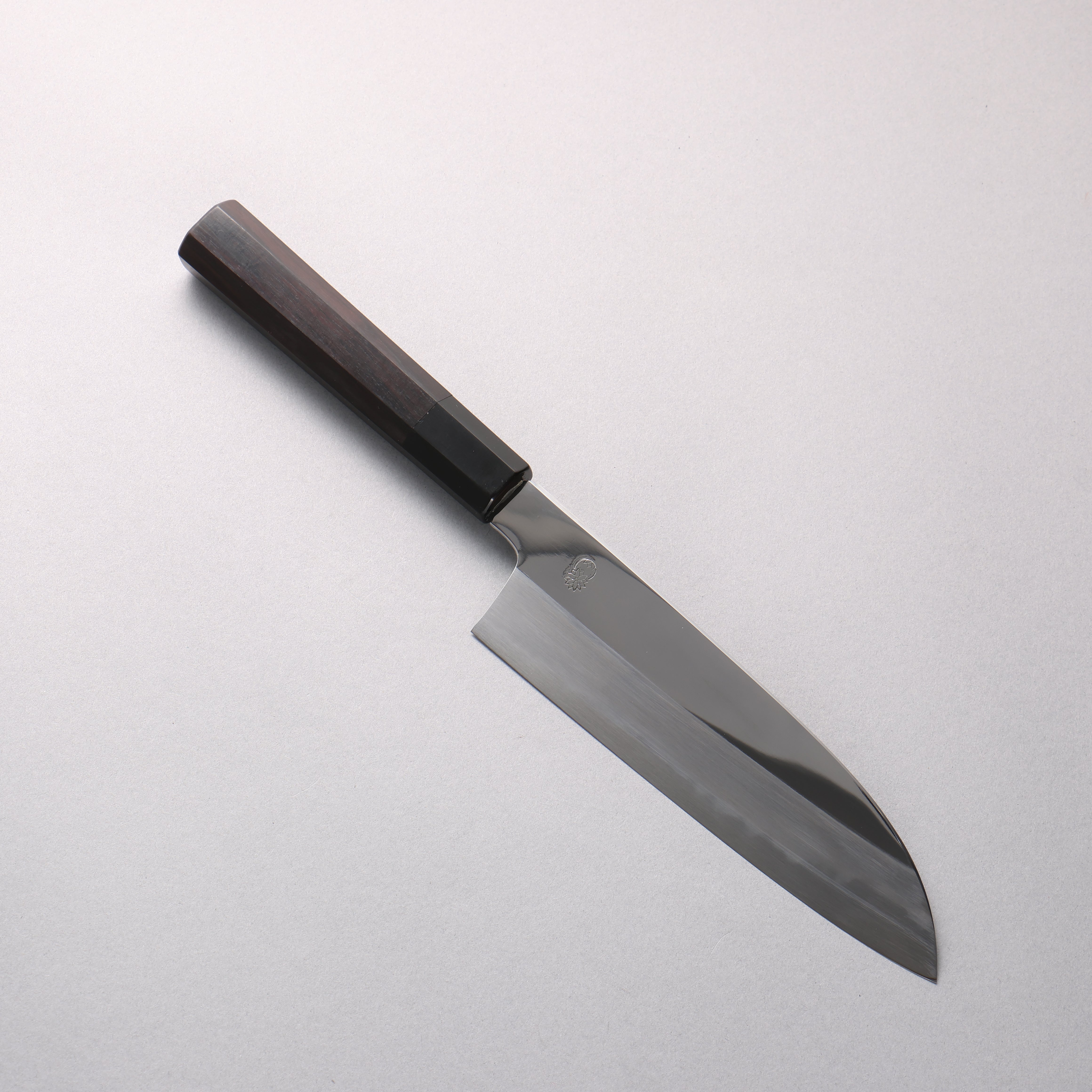 Choyo Blue Steel No.1 Mirrored Finish Santoku 180mm Ebony Wood (ferrule: Black Water Buffalo Horn) Handle