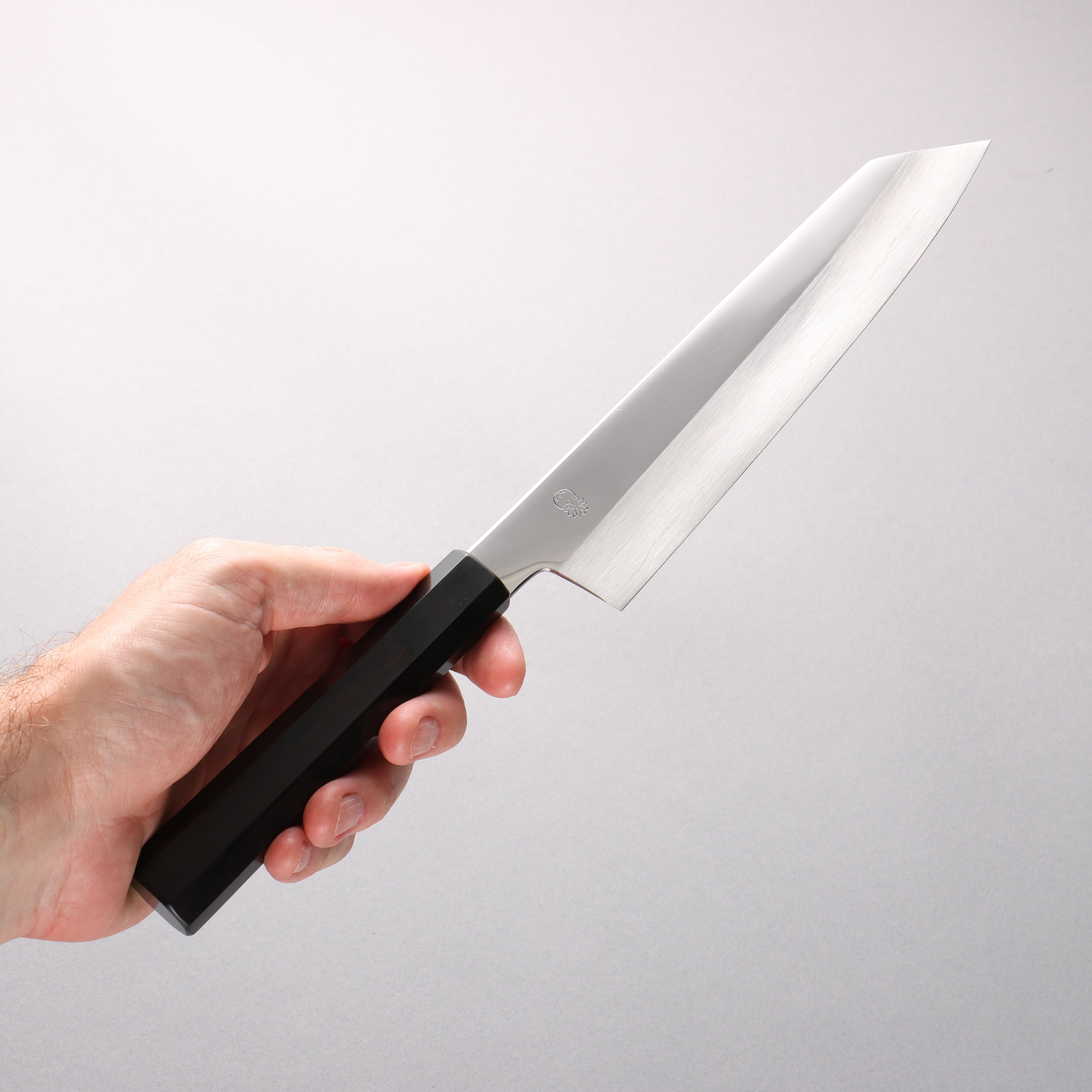 Choyo Silver Steel No.3 Mirrored Finish Kiritsuke Gyuto 210mm Ebony Wood (ferrule: Black Water Buffalo Horn) Handle