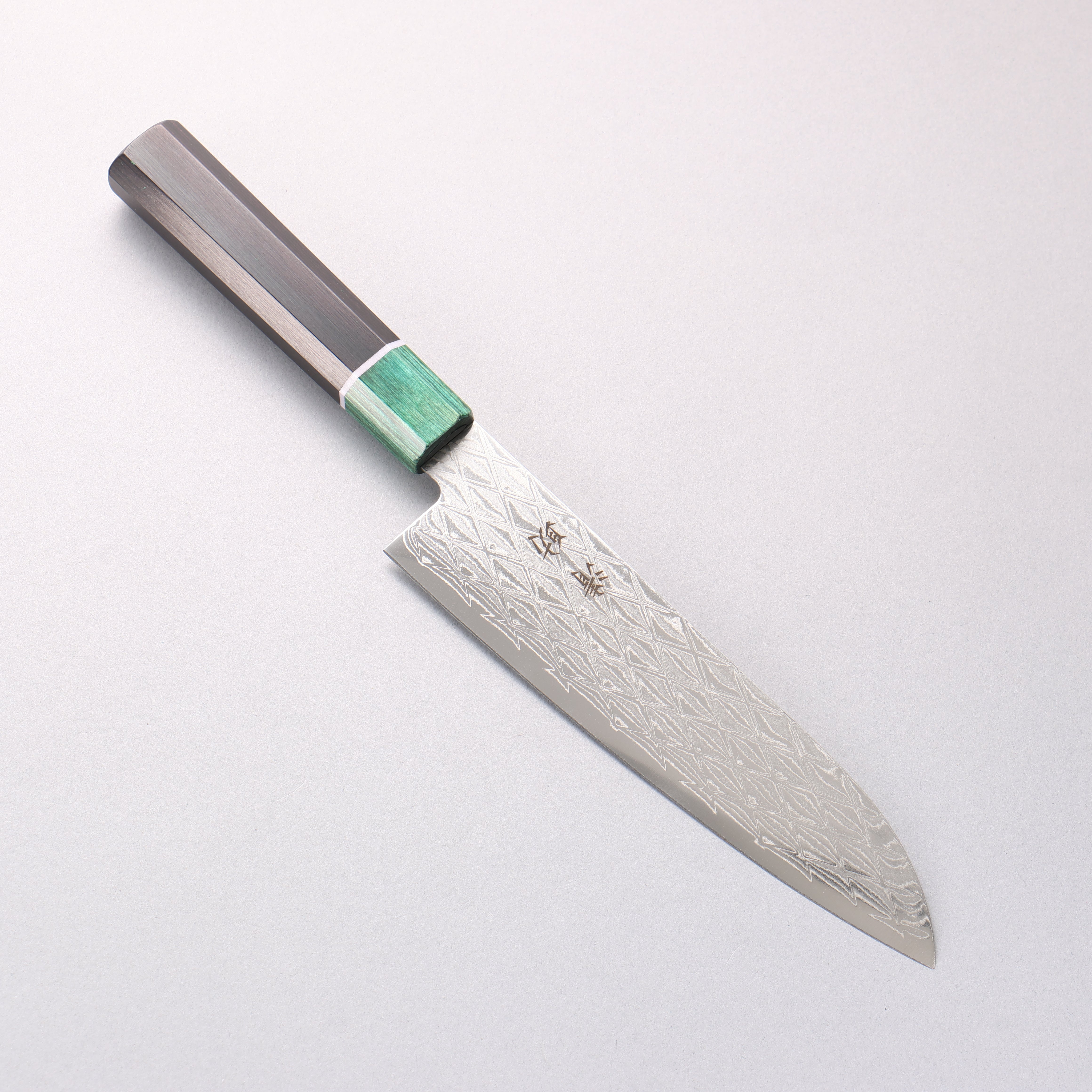 Seisuke AUS10 Mirror Crossed Santoku 180mm Black Pakka wood(ferrule: Green Pakka wood) Handle - Japanny - Best Japanese Knife