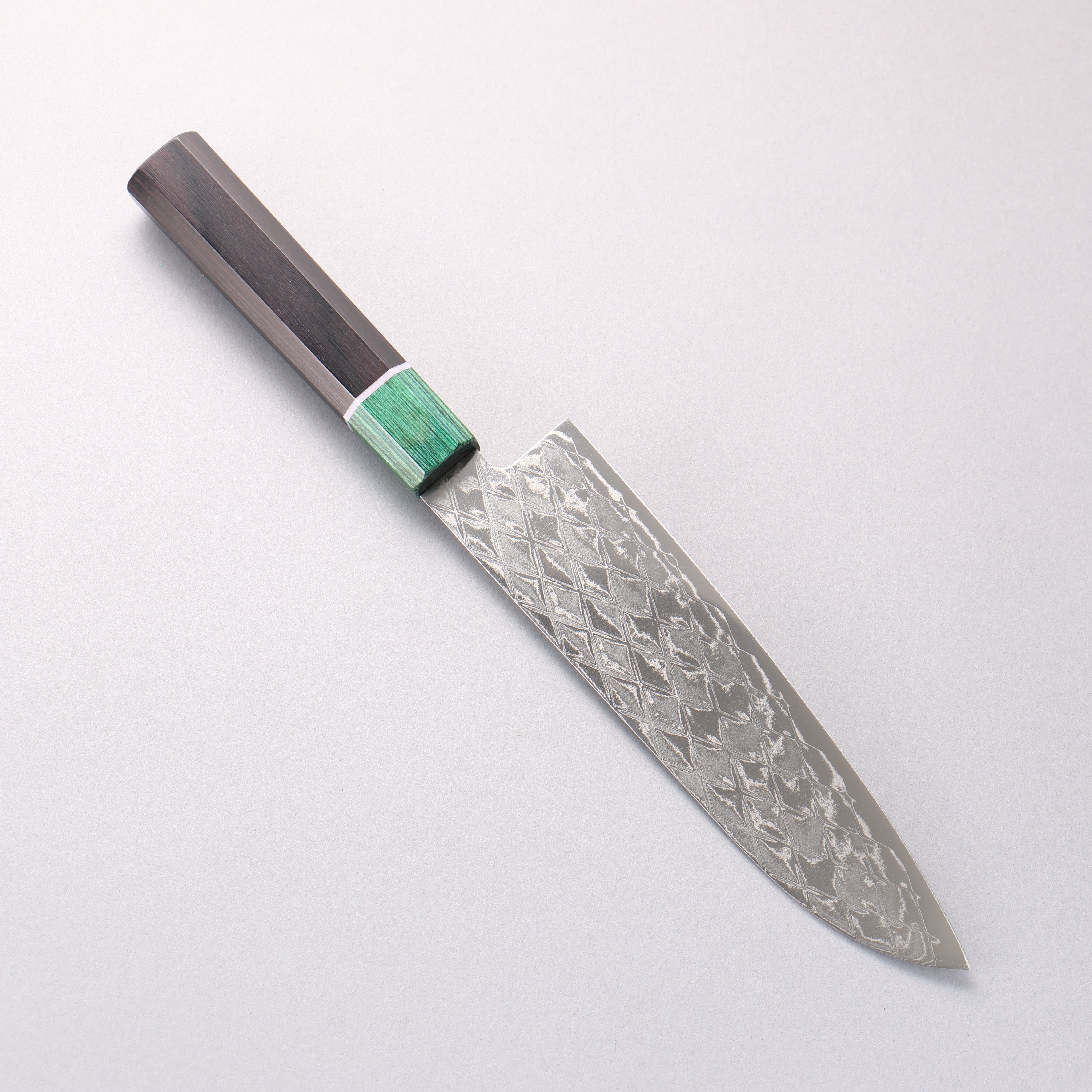 Seisuke AUS10 Mirror Crossed Santoku 180mm Black Pakka wood(ferrule: Green Pakka wood) Handle - Japanny - Best Japanese Knife