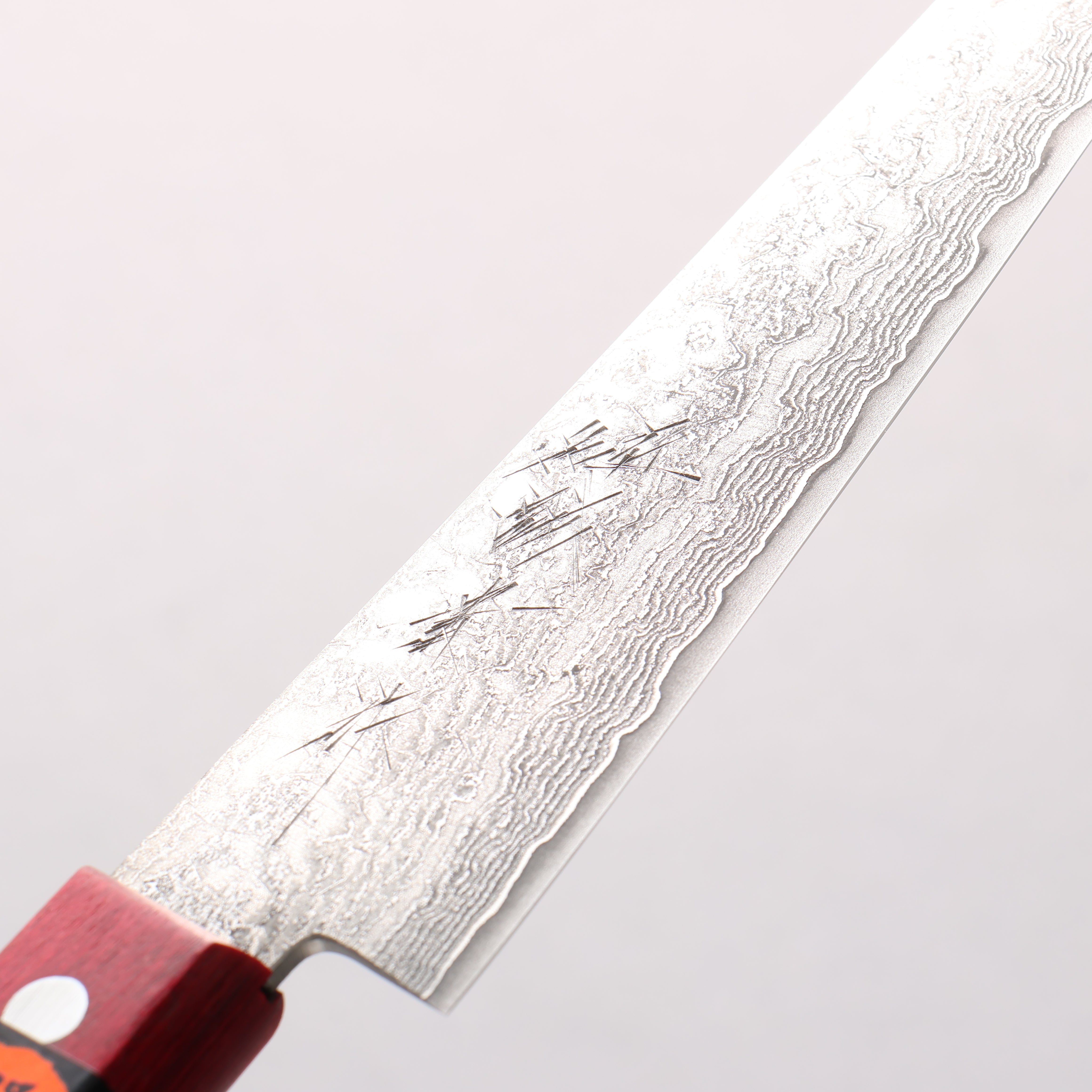 Shigeki Tanaka Nagisa VG10 Damascus Petty-Utility 150mm Red Pakka wood Handle - Japanny - Best Japanese Knife