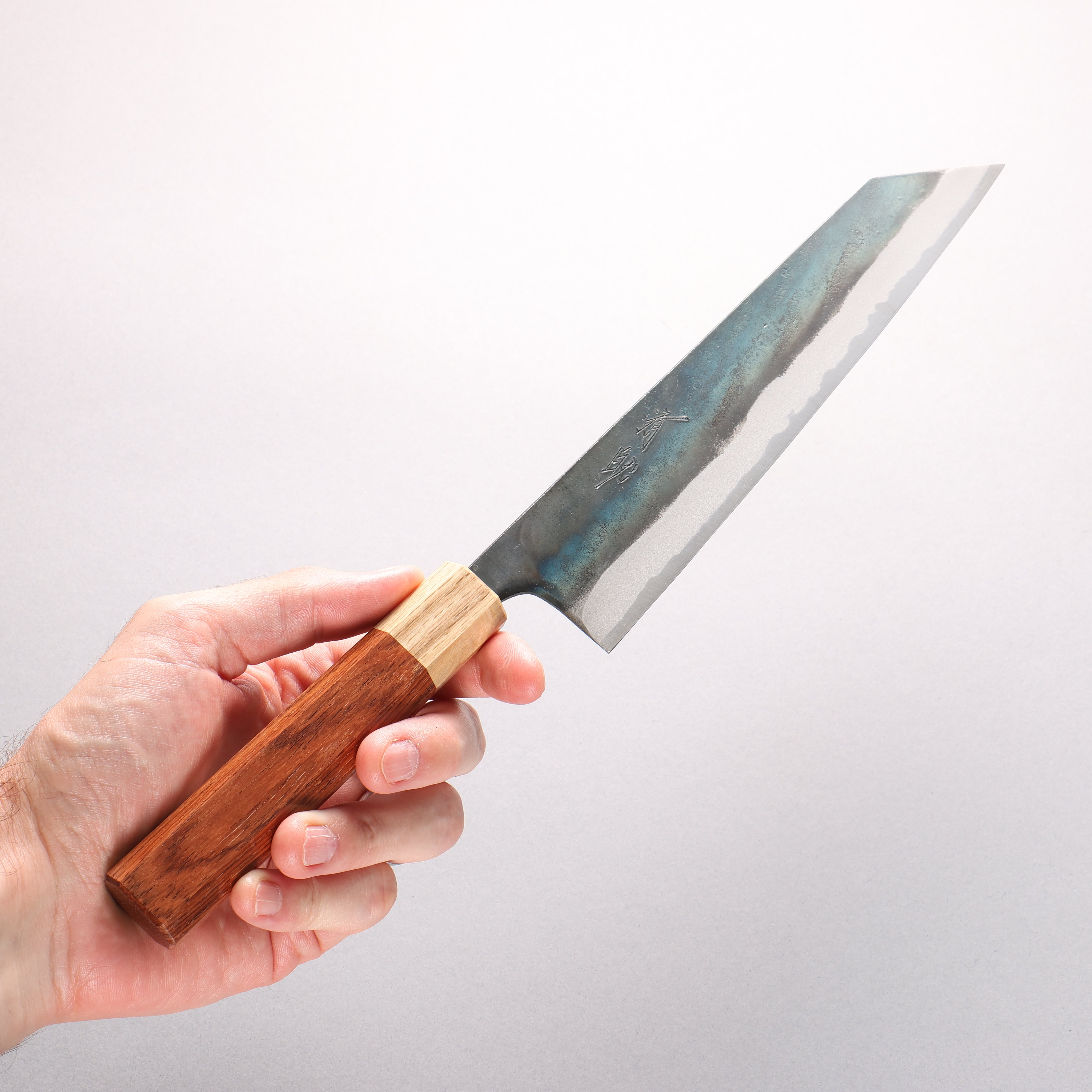 Seisuke Blue Super Black Finished Kiritsuke Gyuto 210mm Rosewood (ferrule: Oak) Handle