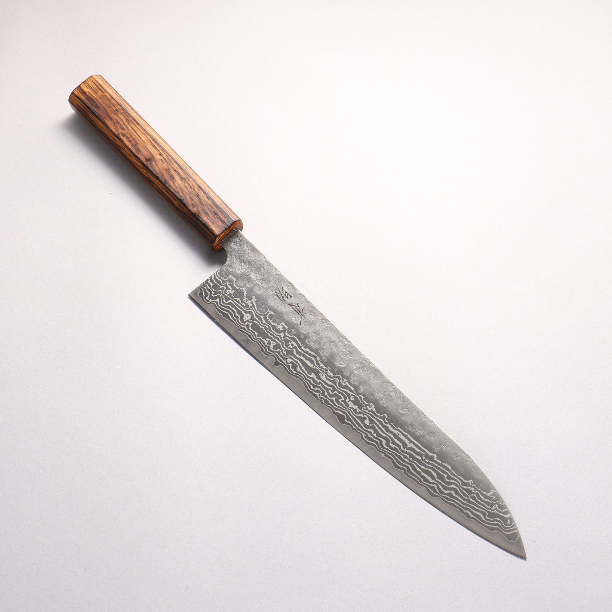 Seisuke Stainless Steel 440C Hammered Damascus Matte Gyuto 240mm Burnt Oak Handle - Japanny - Best Japanese Knife