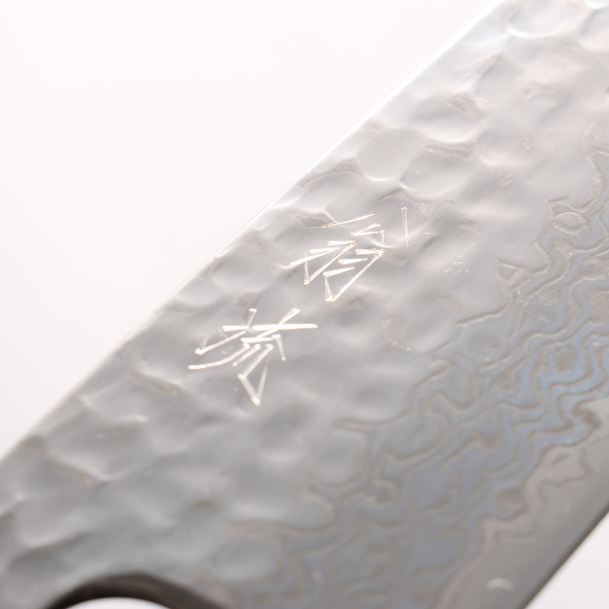Oul Silver Steel No.3 Hammered Damascus Moon White Santoku 165mm Charcoal Gray Pakka wood Handle - Japanny - Best Japanese Knife