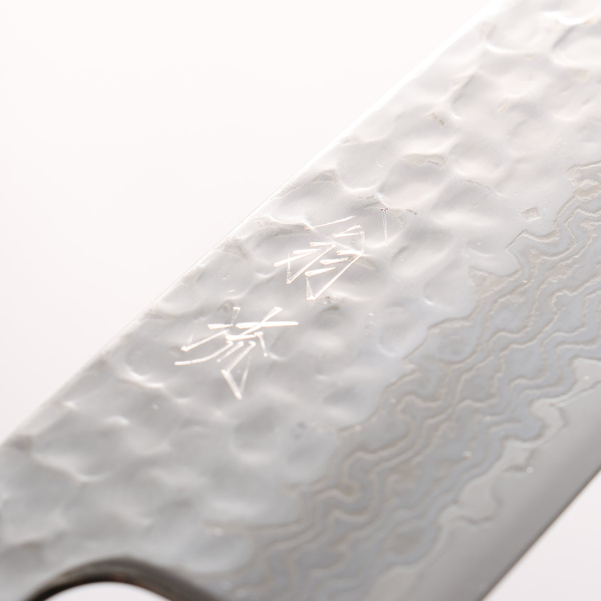 Oul Silver Steel No.3 Hammered Damascus Moon White Santoku 165mm Mahogany Pakka wood Handle - Japanny - Best Japanese Knife