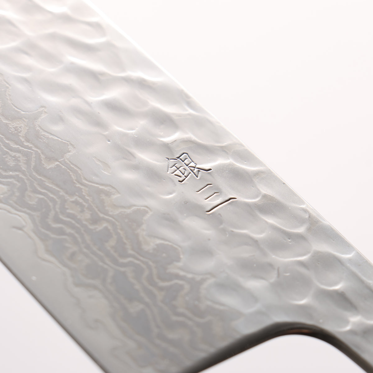 Oul Silver Steel No.3 Hammered Damascus Moon White Santoku 165mm Mahogany Pakka wood Handle - Japanny - Best Japanese Knife