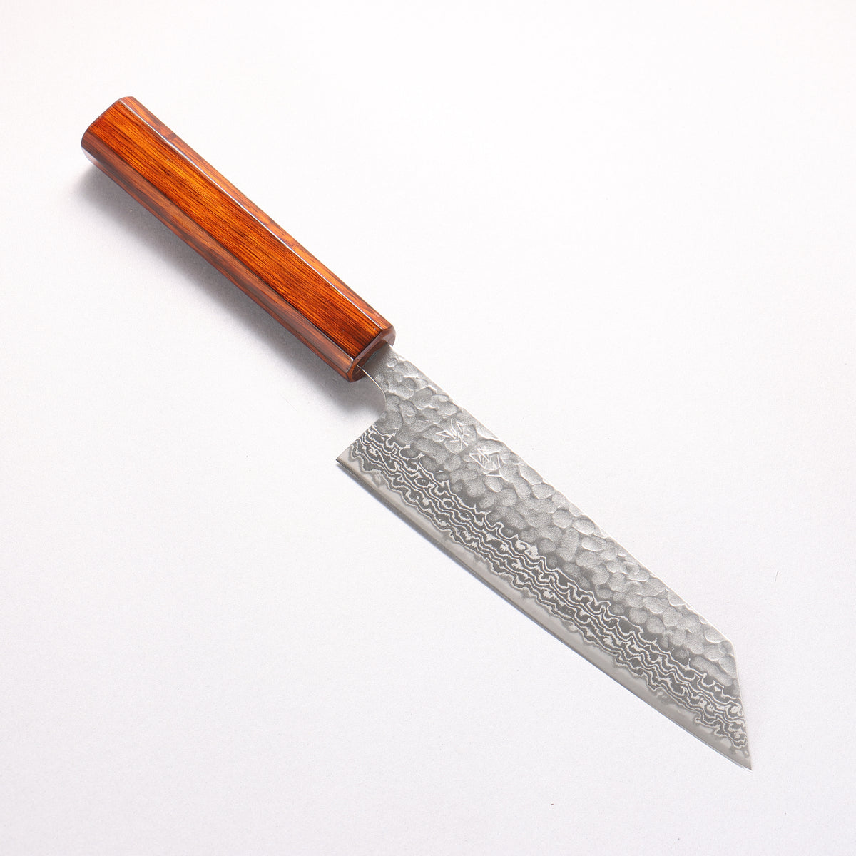Oul Silver Steel No.3 Hammered Damascus Bunka 170mm Burnt Oak (Lacquered) Handle - Japanny - Best Japanese Knife