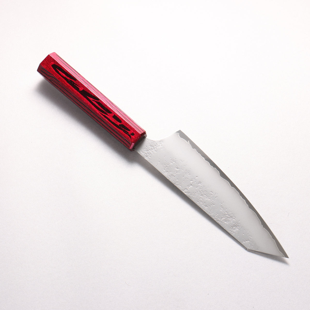 Sakai Takayuki Saikou VG10 Nashiji Kengata Santoku 160mm Brilliant Red Lacquer Color Handle - Japanny - Best Japanese Knife
