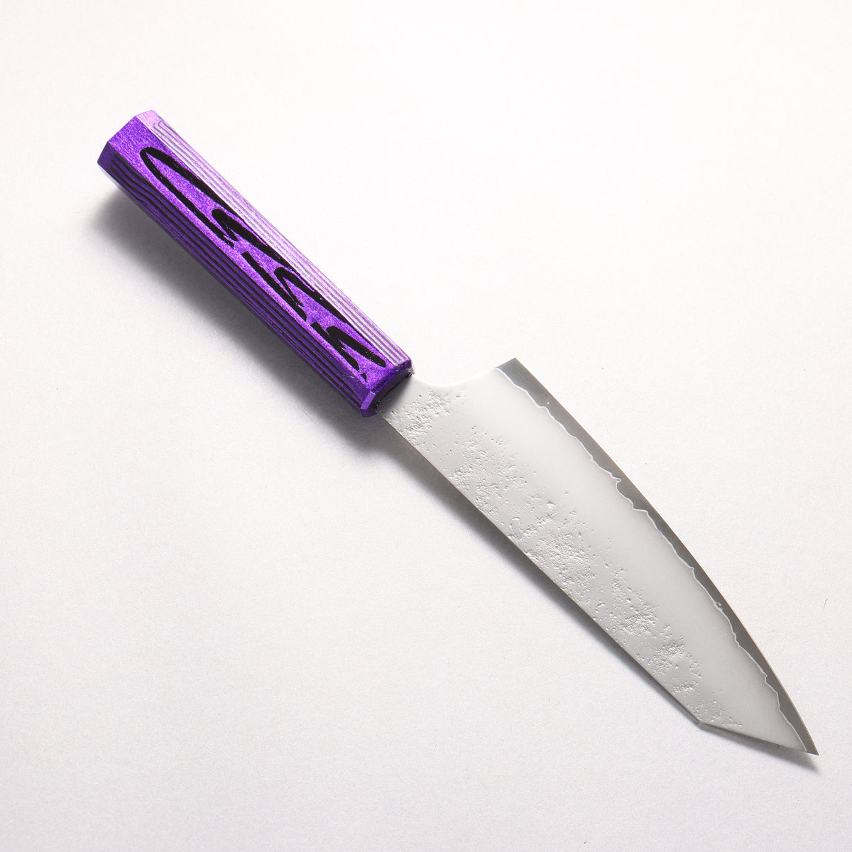 Sakai Takayuki Saikou VG10 Nashiji Kengata Santoku 160mm Brilliant Purple Lacquer Color Handle - Japanny - Best Japanese Knife
