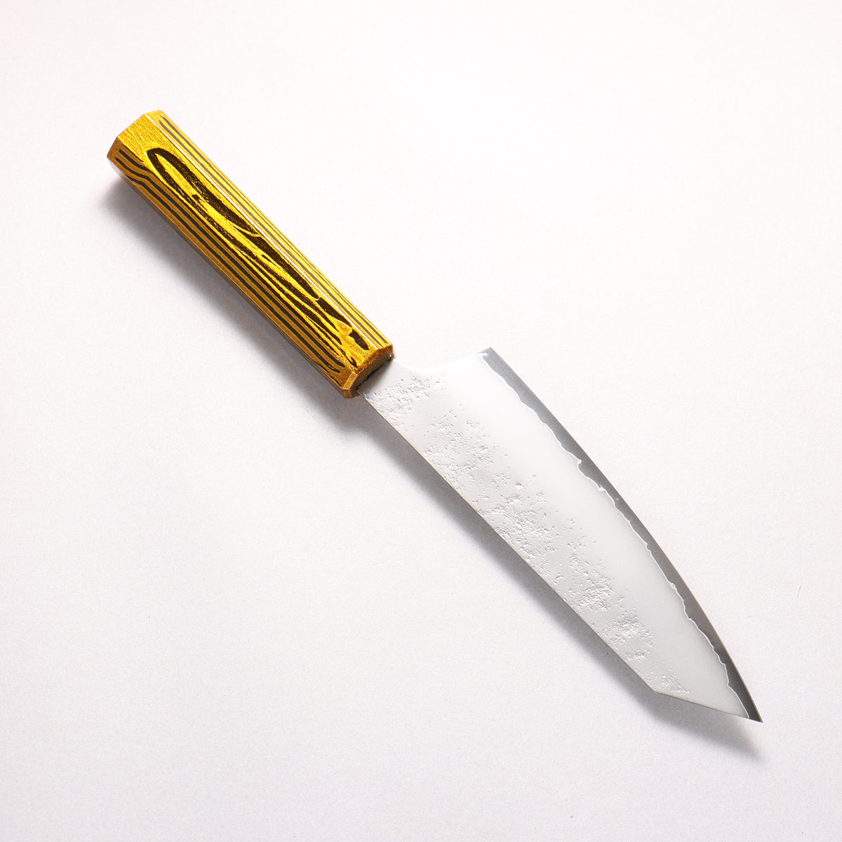 Sakai Takayuki Saikou VG10 Nashiji Kengata Santoku 160mm Brilliant Gold Lacquer Color Handle - Japanny - Best Japanese Knife