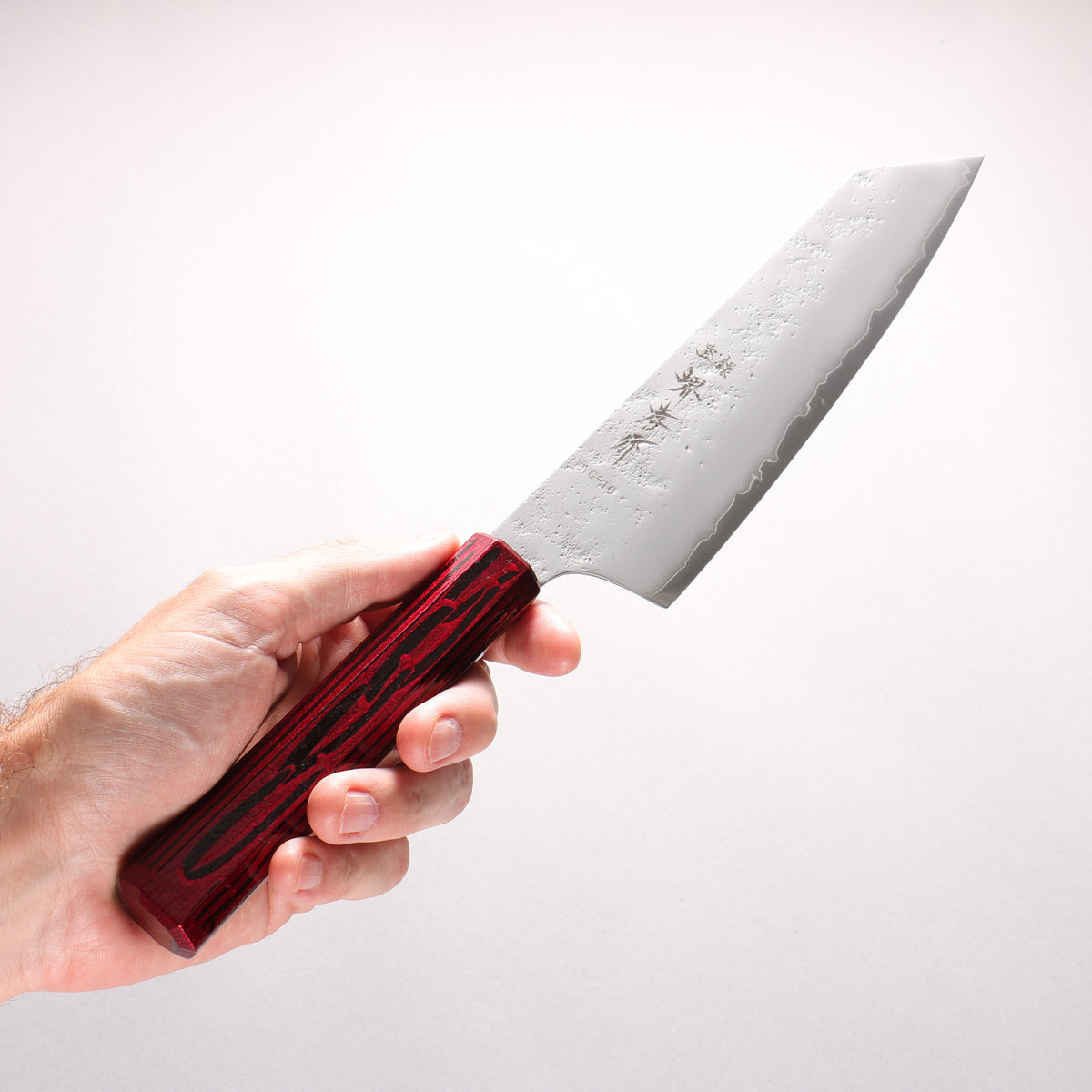 Sakai Takayuki Saikou VG10 Nashiji Kengata Gyuto 190mm Brilliant Red Lacquer Color Handle - Japanny - Best Japanese Knife