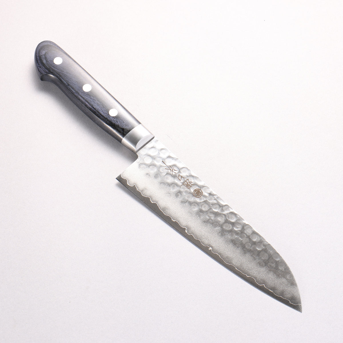 Higuchi VG10 Hammered Santoku 180mm Navy blue Pakka wood Handle - Japanny - Best Japanese Knife