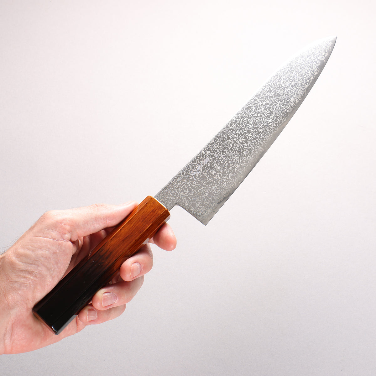 Kanjyo SG2 Damascus Gyuto 210mm Burnt Wood Lacquered Handle - Japanny - Best Japanese Knife