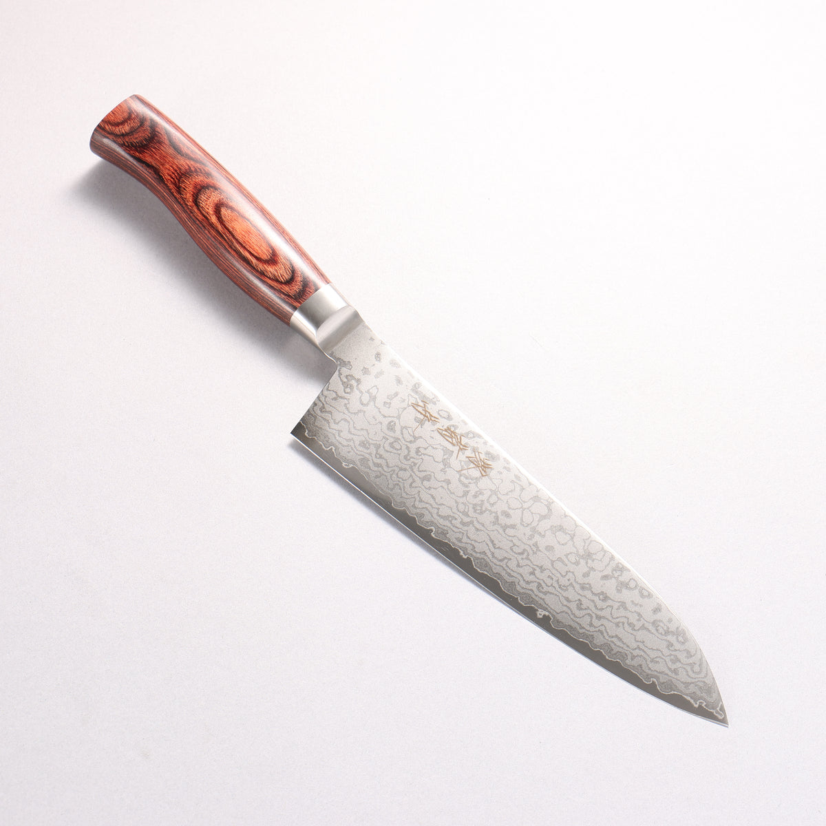 Sakai Kikumori VG10 17 Layer Damascus Santoku 180mm Red Pakka wood Handle
