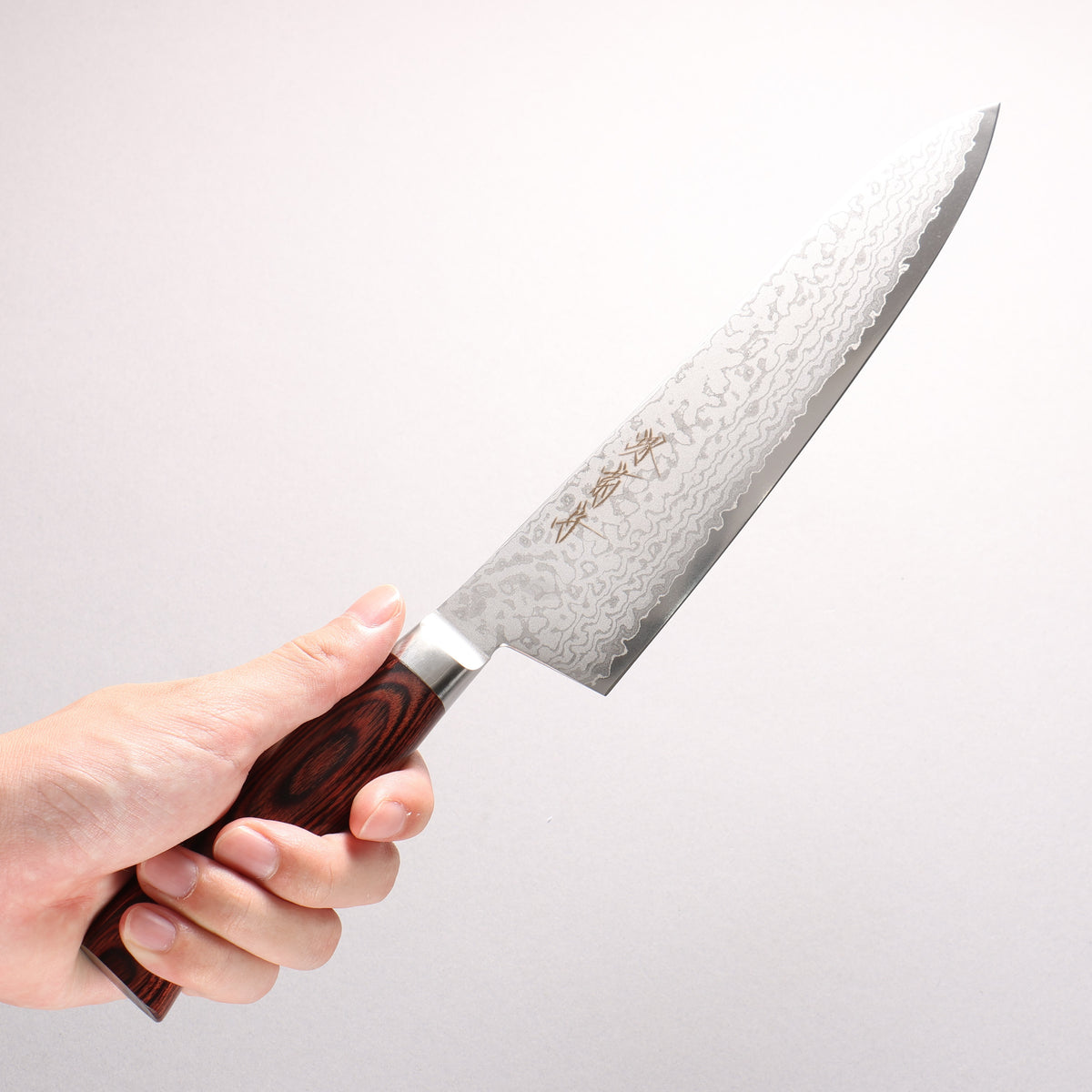 Sakai Kikumori VG10 17 Layer Damascus Gyuto 210mm Red Pakka wood Handle