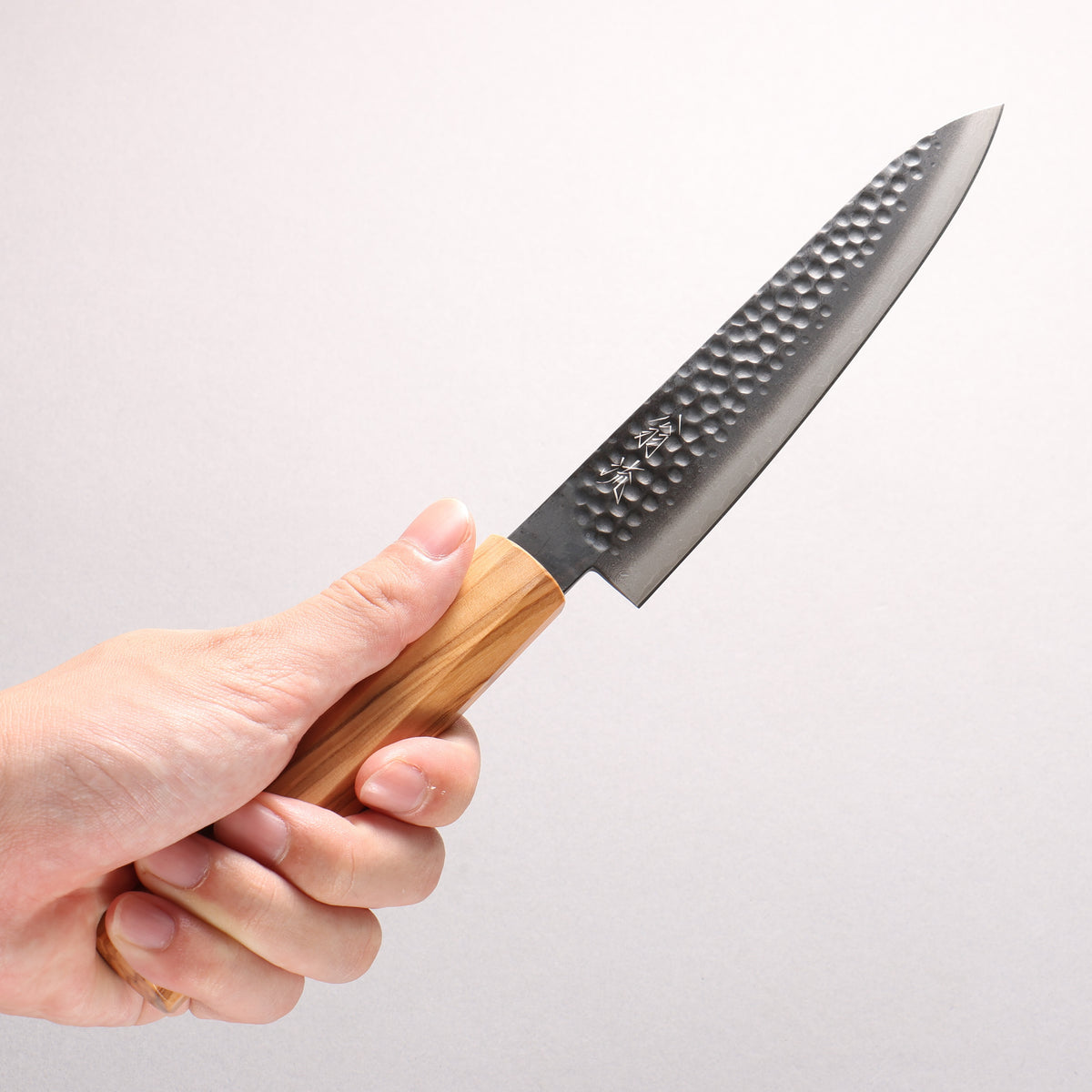 Oul VG10 Hammered Damascus Black dyeing Petty-Utility 150mm Olive tree Handle