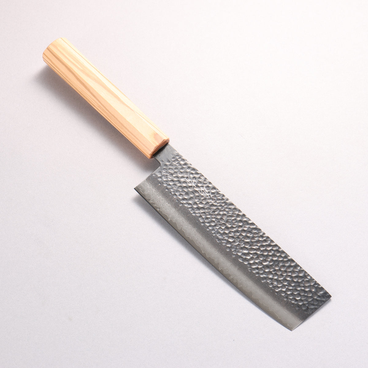 Oul VG10 Hammered Damascus Black dyeing Nakiri 170mm Olive tree Handle