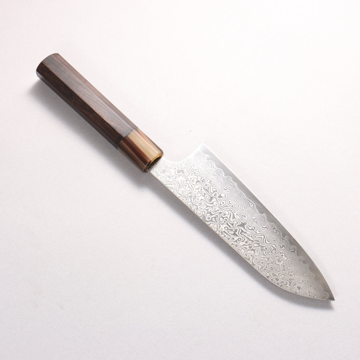 Hiroshi Suzuki ZDP189 Mirrored Finish Damascus Santoku 165mm Ebony Wood (ferrule: White Water Buffalo Horn) Handle