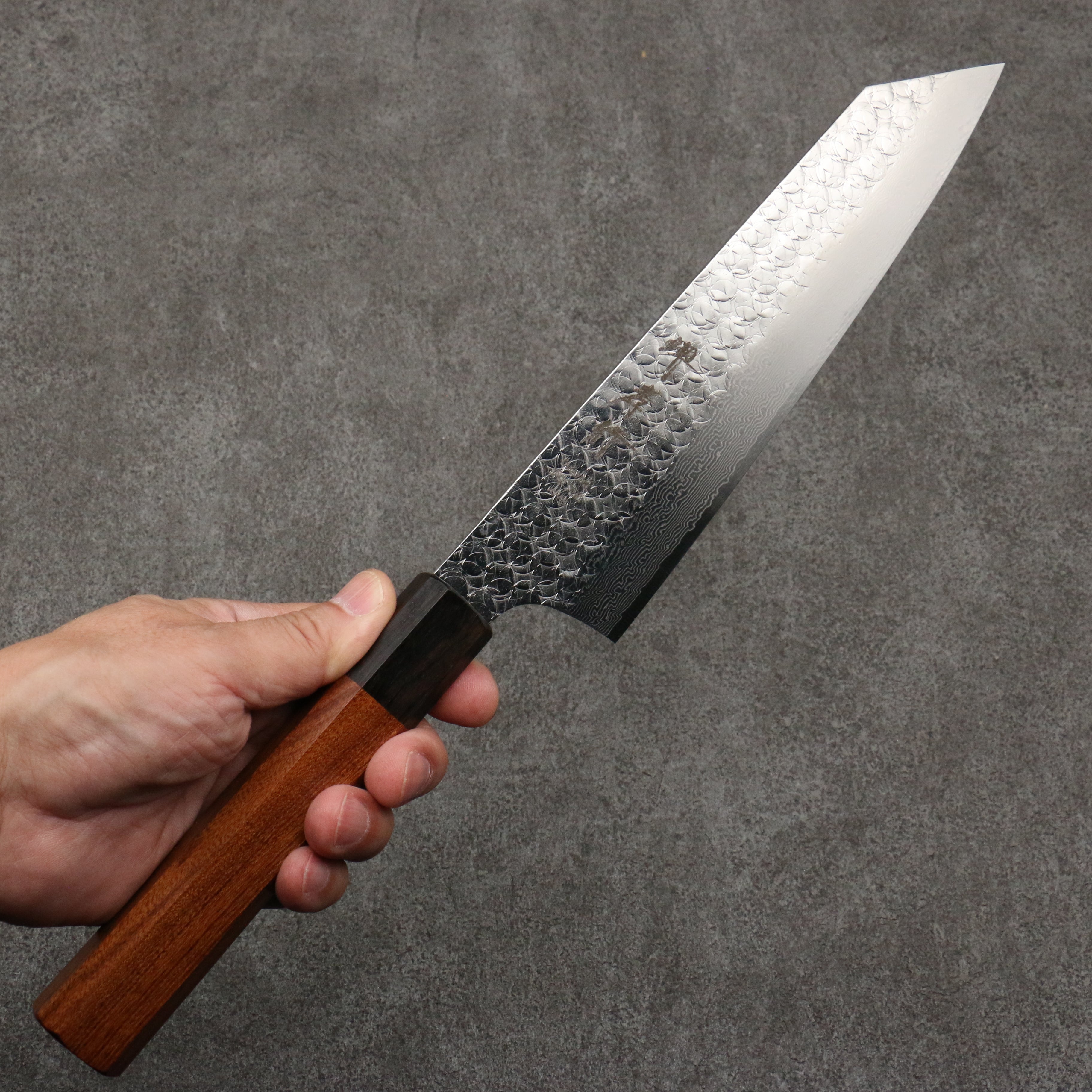 Sakai Takayuki SG2 Hammered Damascus Kiritsuke Gyuto 190mm Rosewood (Ferrule: Black Pakka Wood) Handle - Japanny - Best Japanese Knife