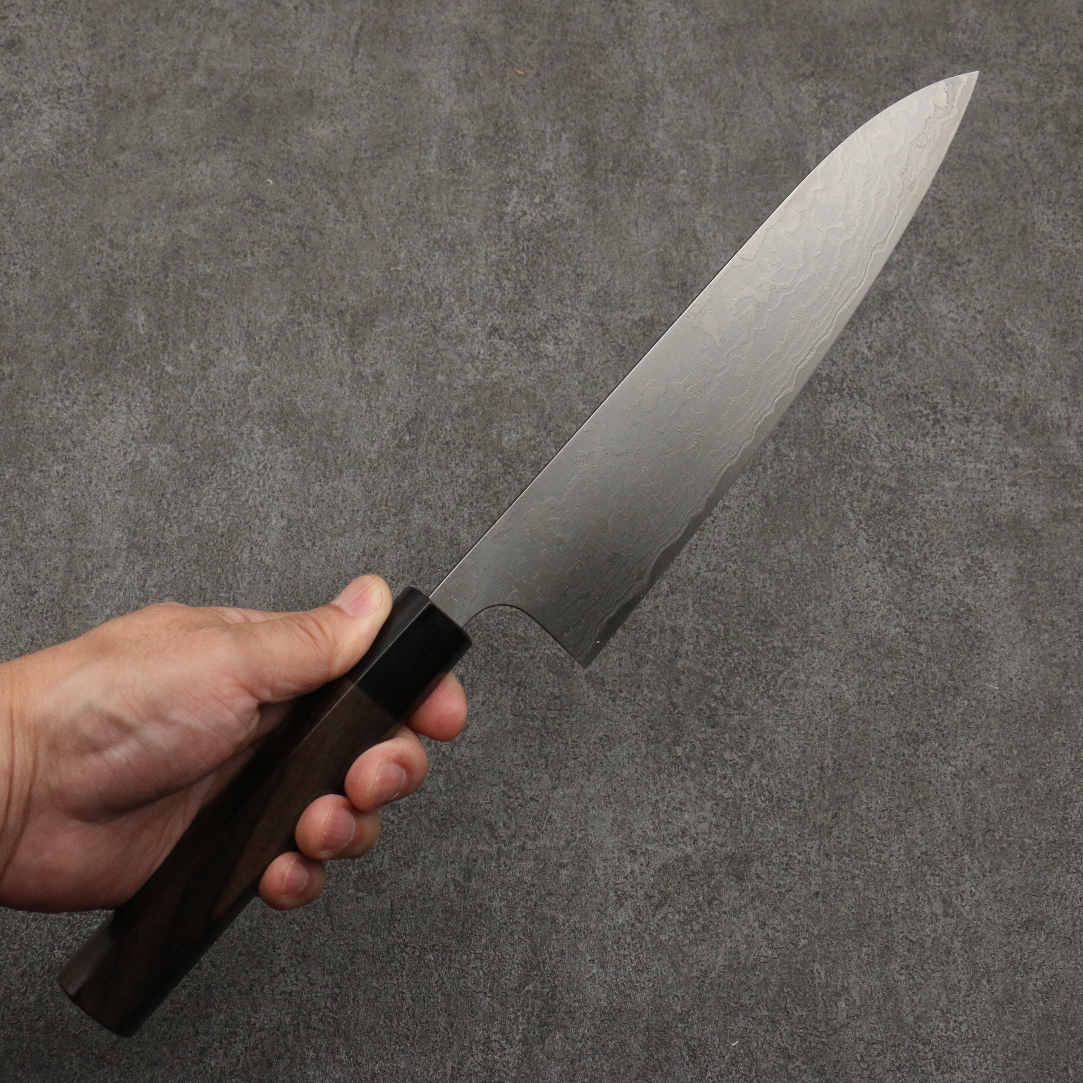 Nao Yamamoto SG2 Damascus Migaki Finished Gyuto 210mm Rosewood (Ferrule: Black Pakka Wood) Handle - Japanny - Best Japanese Knife