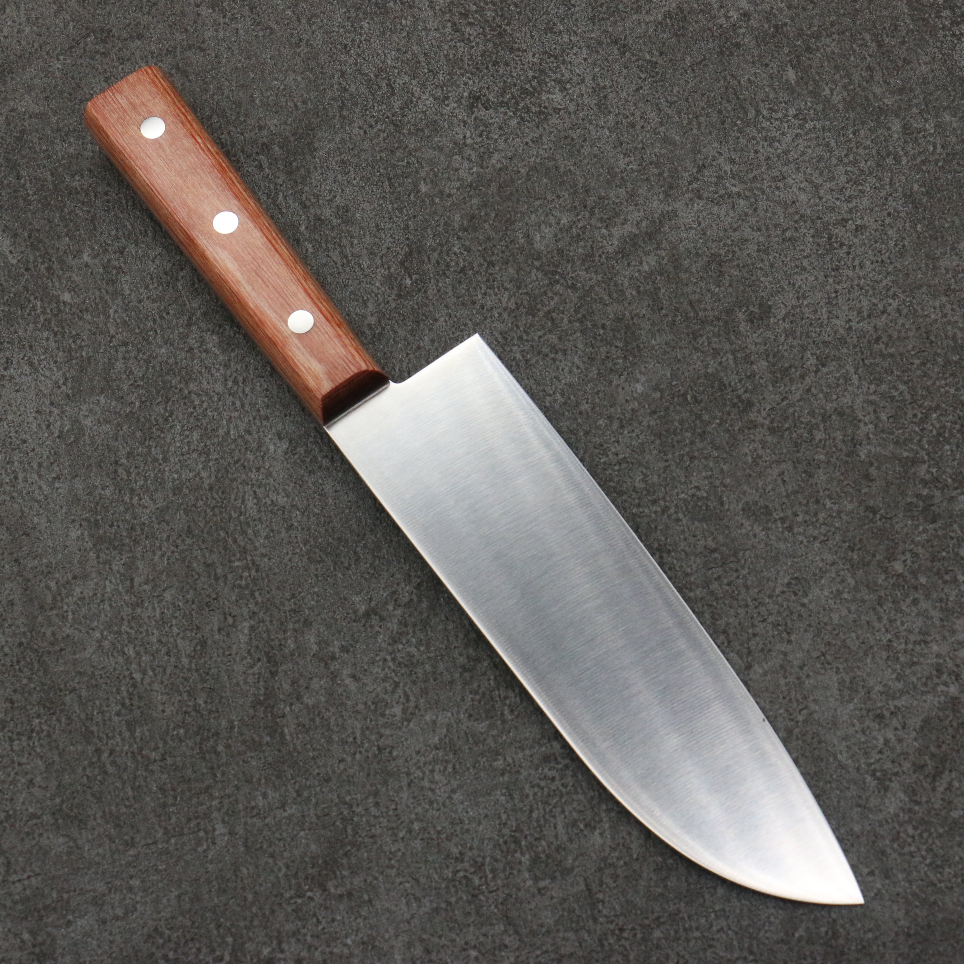 Sakai Ichiji 808 steel Clamshell Shaped Profile Santoku 180mm Light Brown Pakka wood Handle - Japanny - Best Japanese Knife