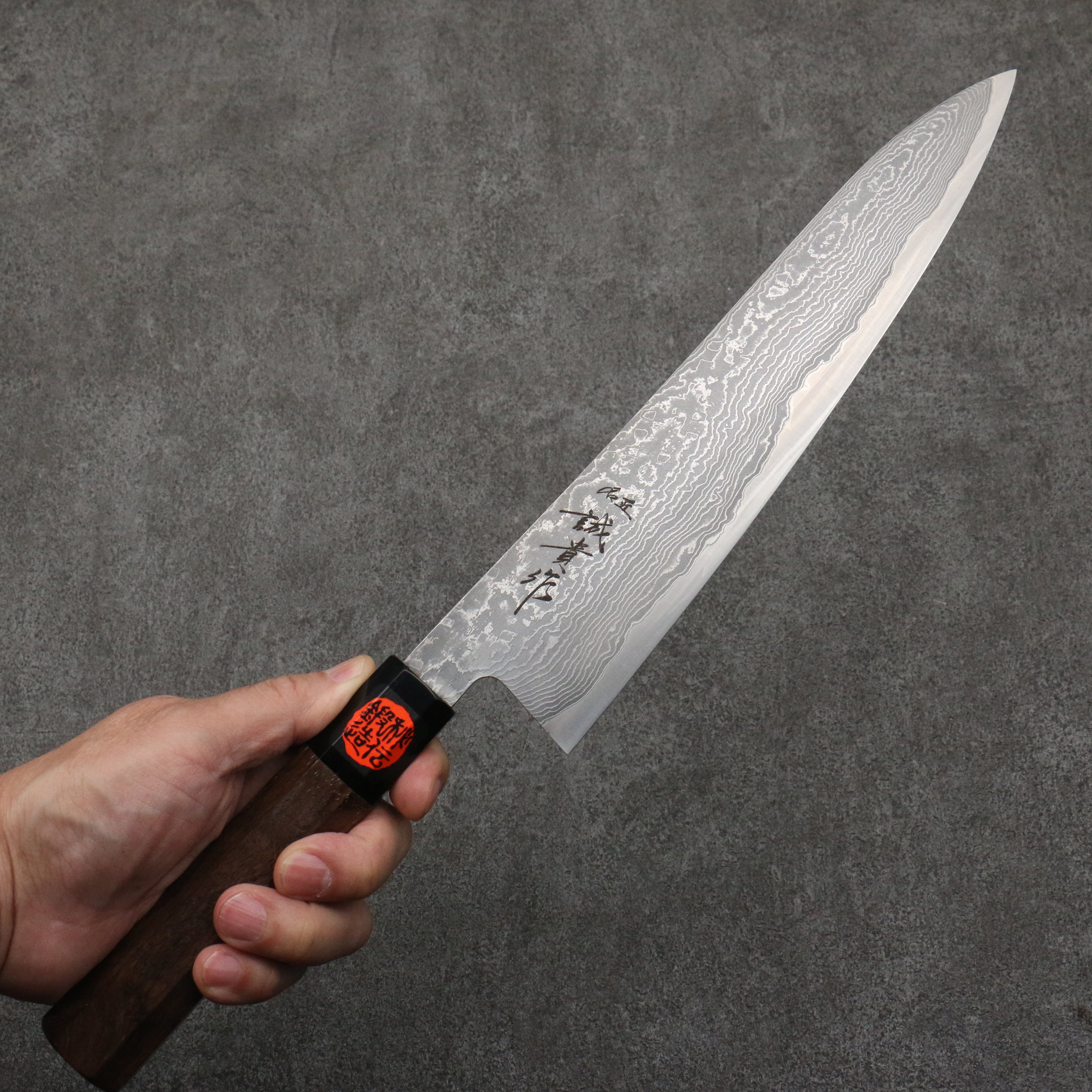 Shigeki Tanaka Harukaze SG2 Damascus Gyuto 240mm Walnut Handle - Japanny - Best Japanese Knife