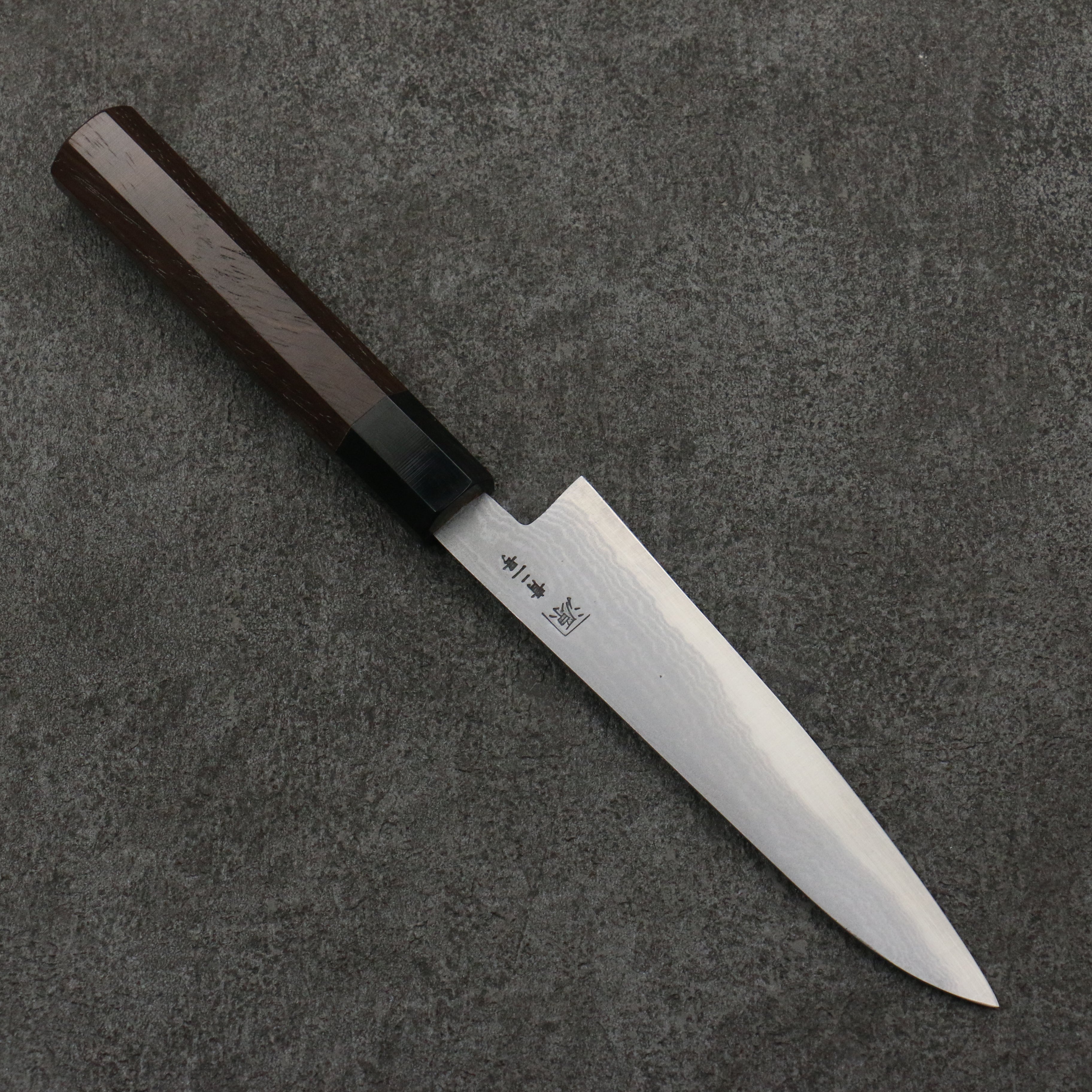 Shigeki Tanaka Blue Steel No.2 Damascus Petty-Utility 135mm Walnut Handle - Japanny - Best Japanese Knife