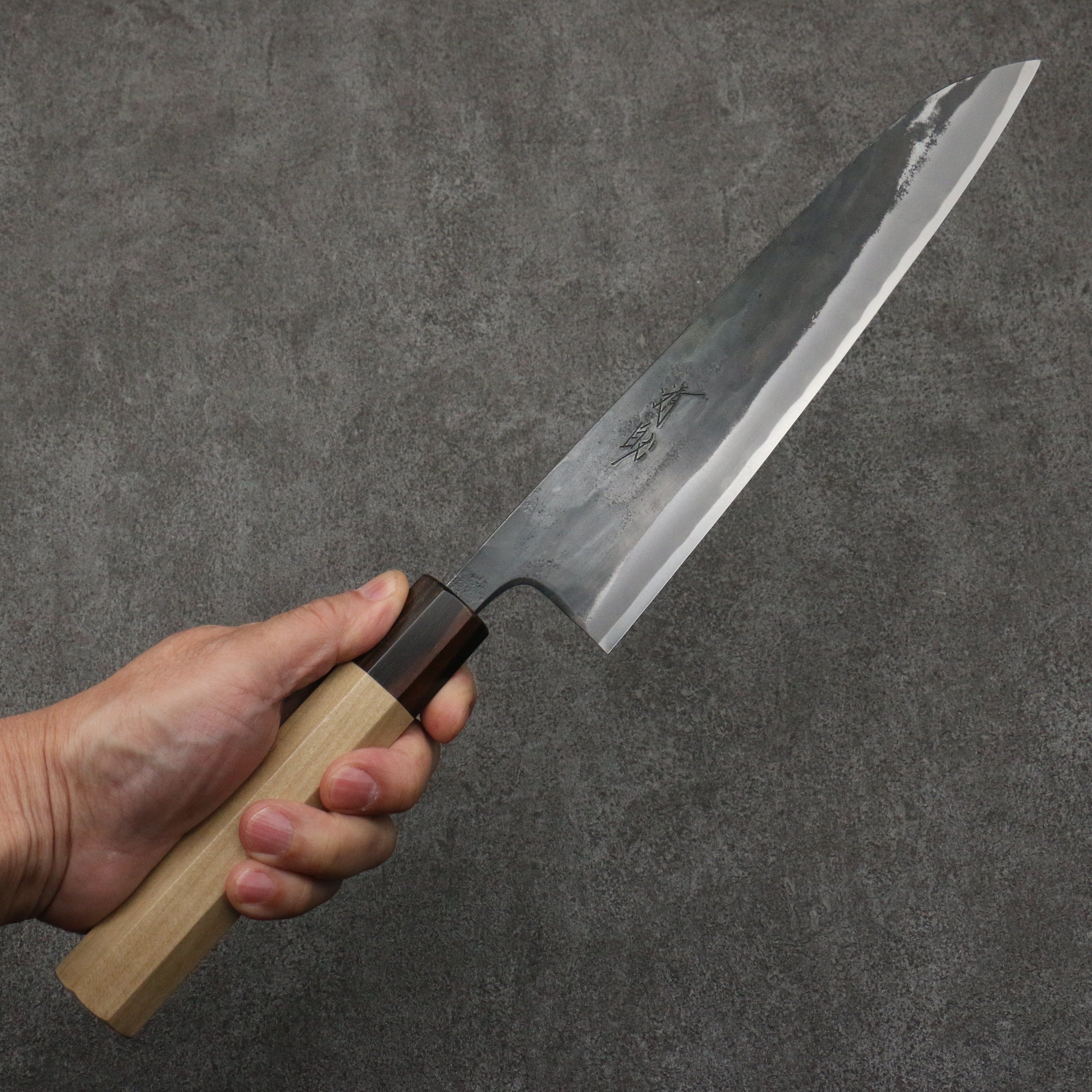 Seisuke Blue Super Black Finished Gyuto 240mm Magnolia (Ferrule: Ebony) Handle - Japanny - Best Japanese Knife