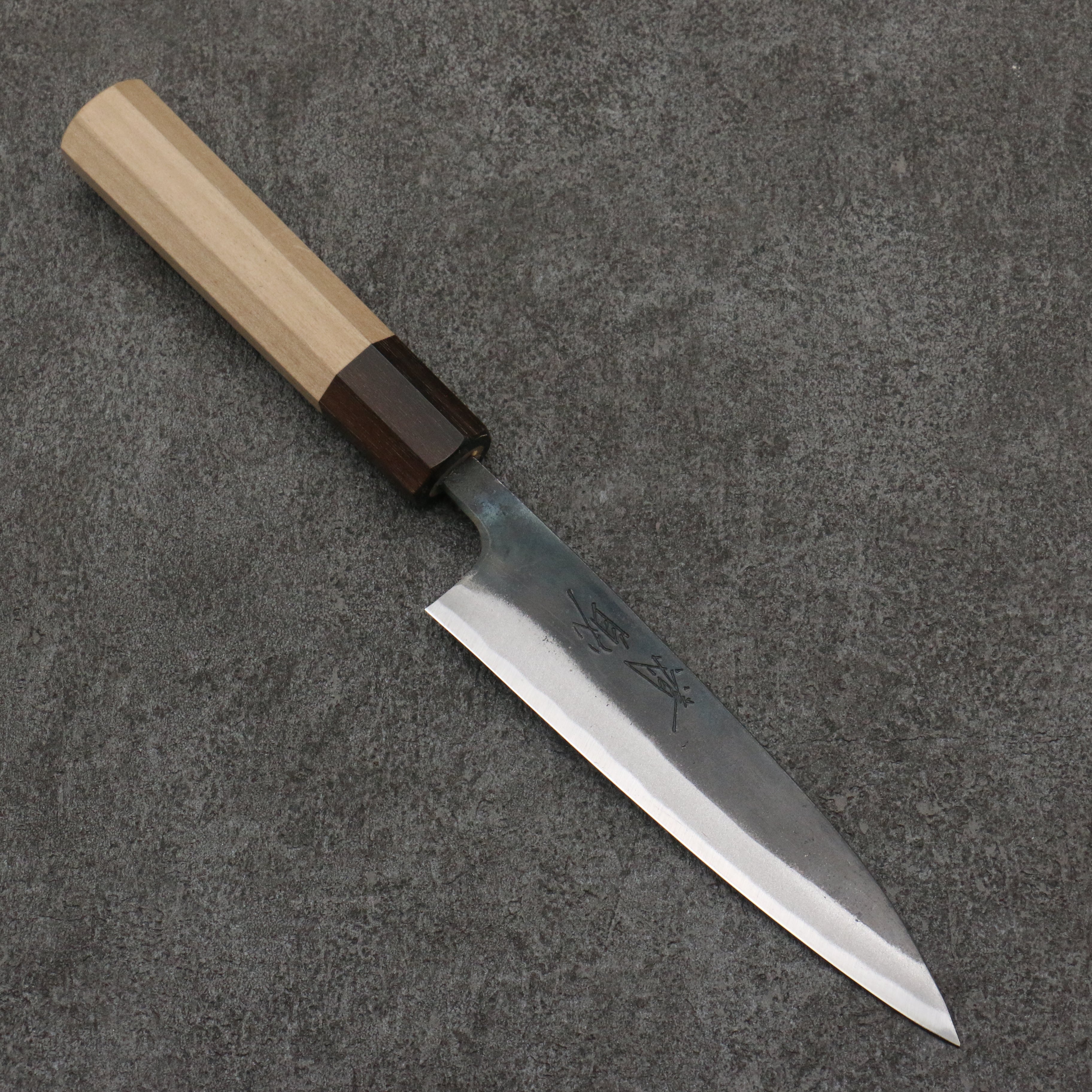 Seisuke Blue Steel No.1 Black Finished Petty-Utility 135mm Magnolia (Ferrule: Ebony) Handle - Japanny - Best Japanese Knife