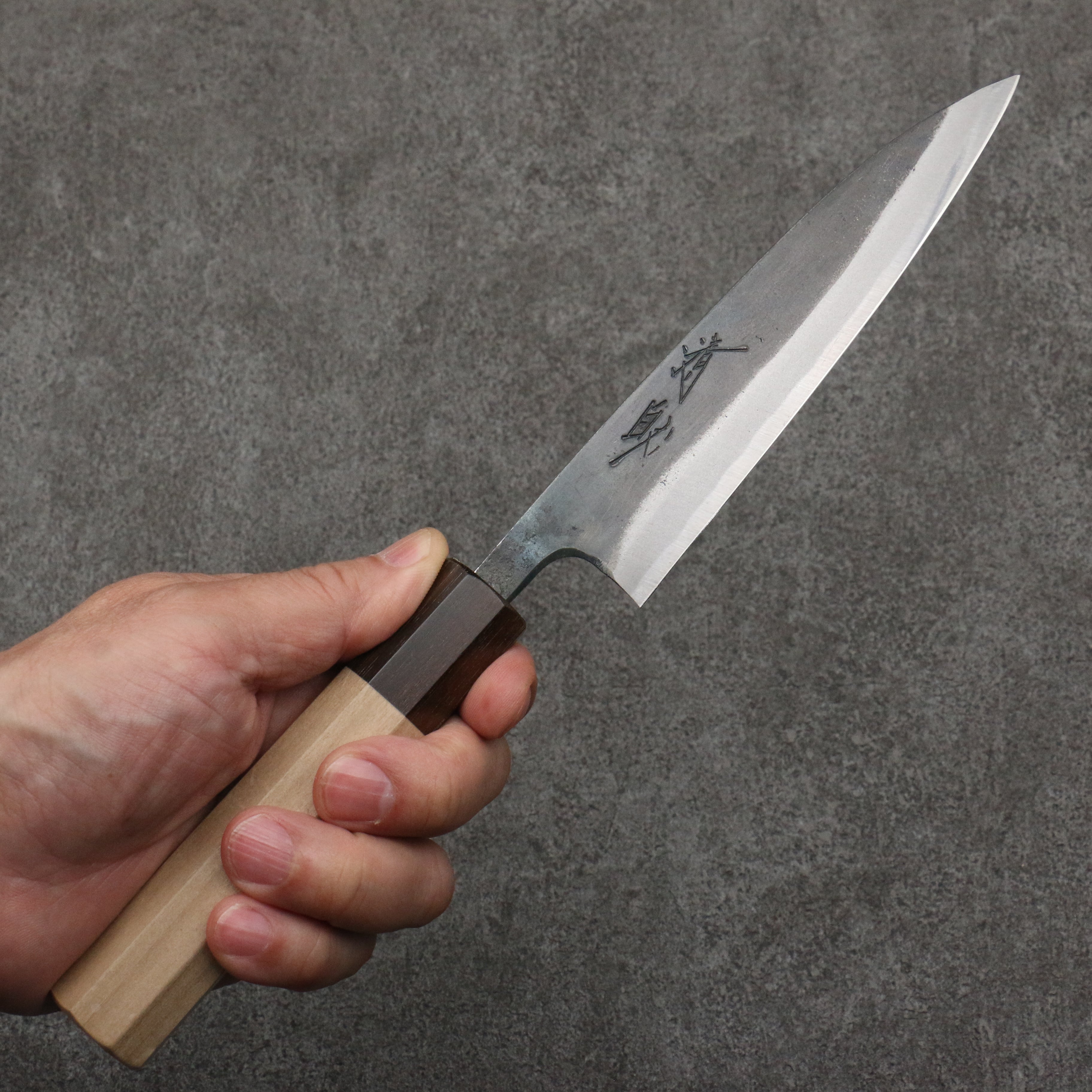 Seisuke Blue Steel No.1 Black Finished Petty-Utility 135mm Magnolia (Ferrule: Ebony) Handle - Japanny - Best Japanese Knife