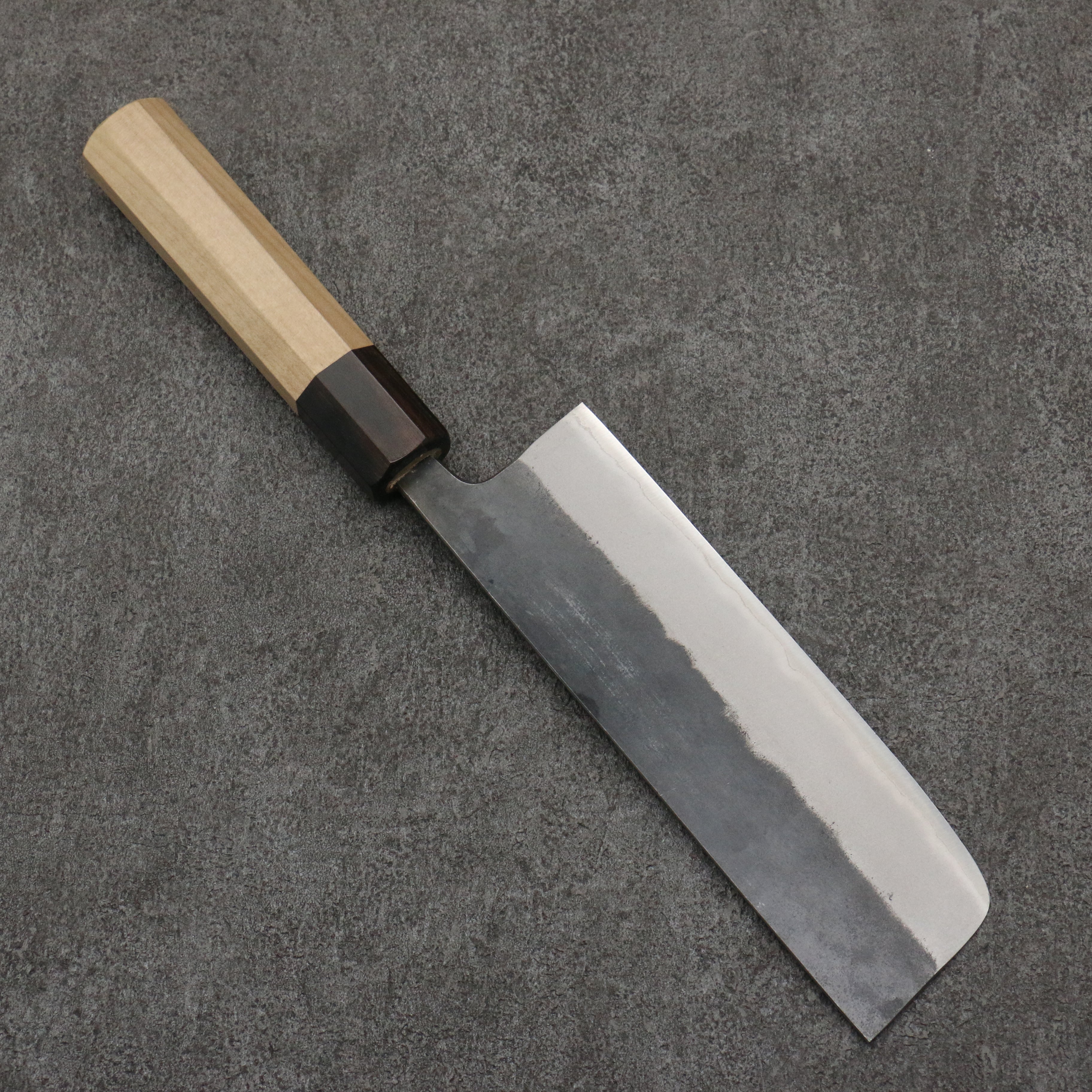 Seisuke Blue Steel No.2 Black Finished Nakiri 165mm Magnolia (Ferrule: Ebony) Handle - Japanny - Best Japanese Knife