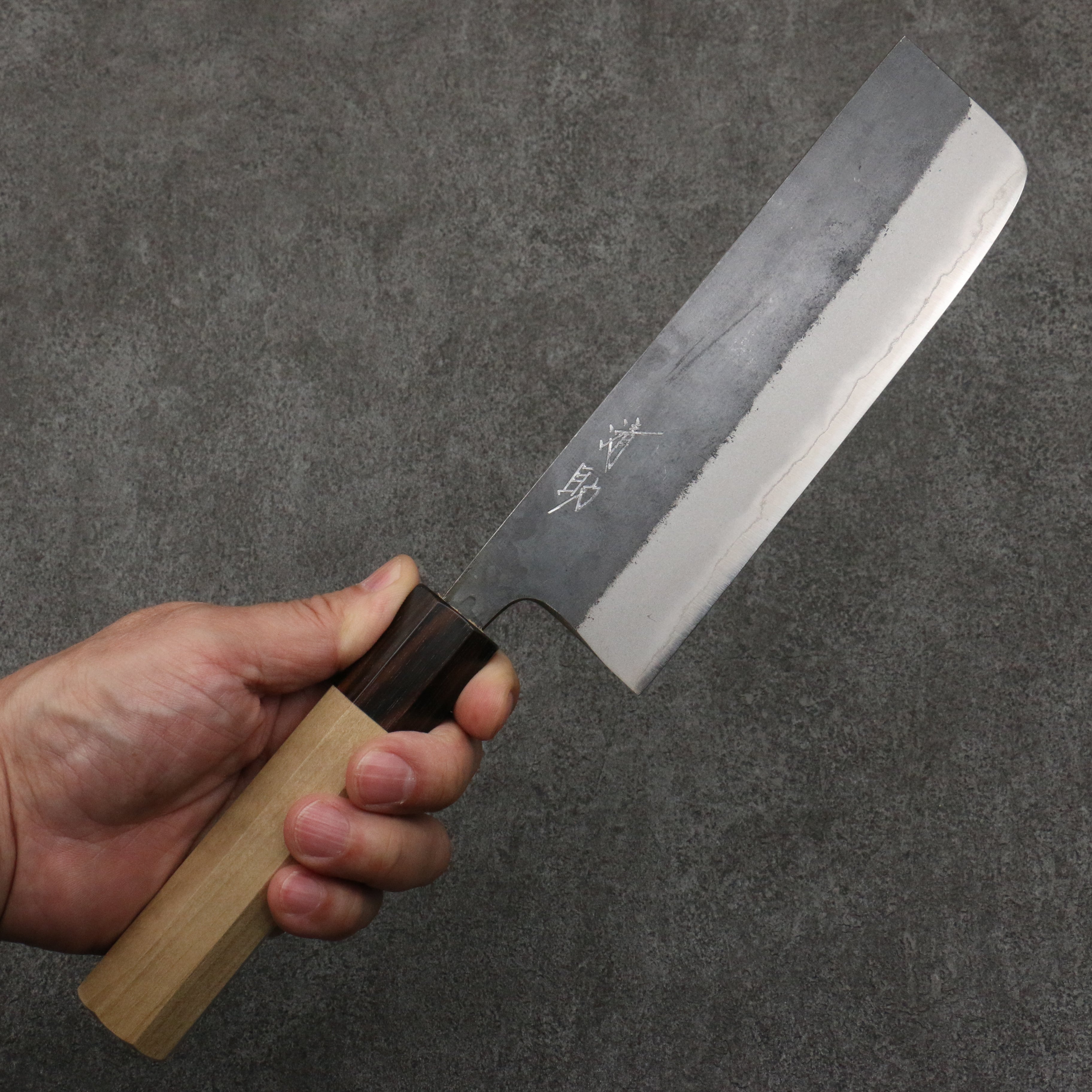 Seisuke Blue Steel No.2 Black Finished Nakiri 165mm Magnolia (Ferrule: Ebony) Handle - Japanny - Best Japanese Knife