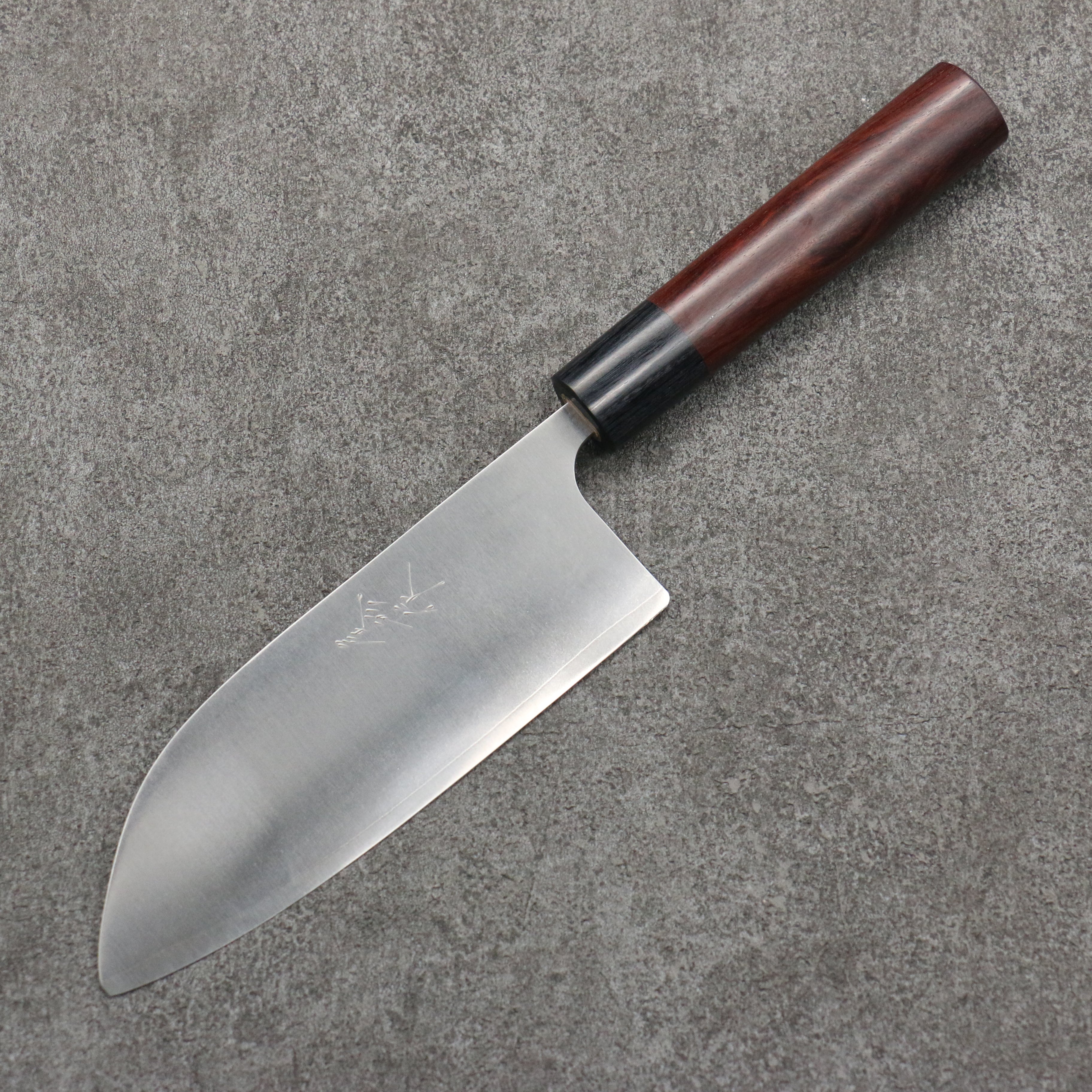 Shungo Ogata Round Tip SG2 Migaki Finished Small Santoku 150mm Rosewood (Ferrule: Black Pakka Wood) Handle - Japanny - Best Japanese Knife