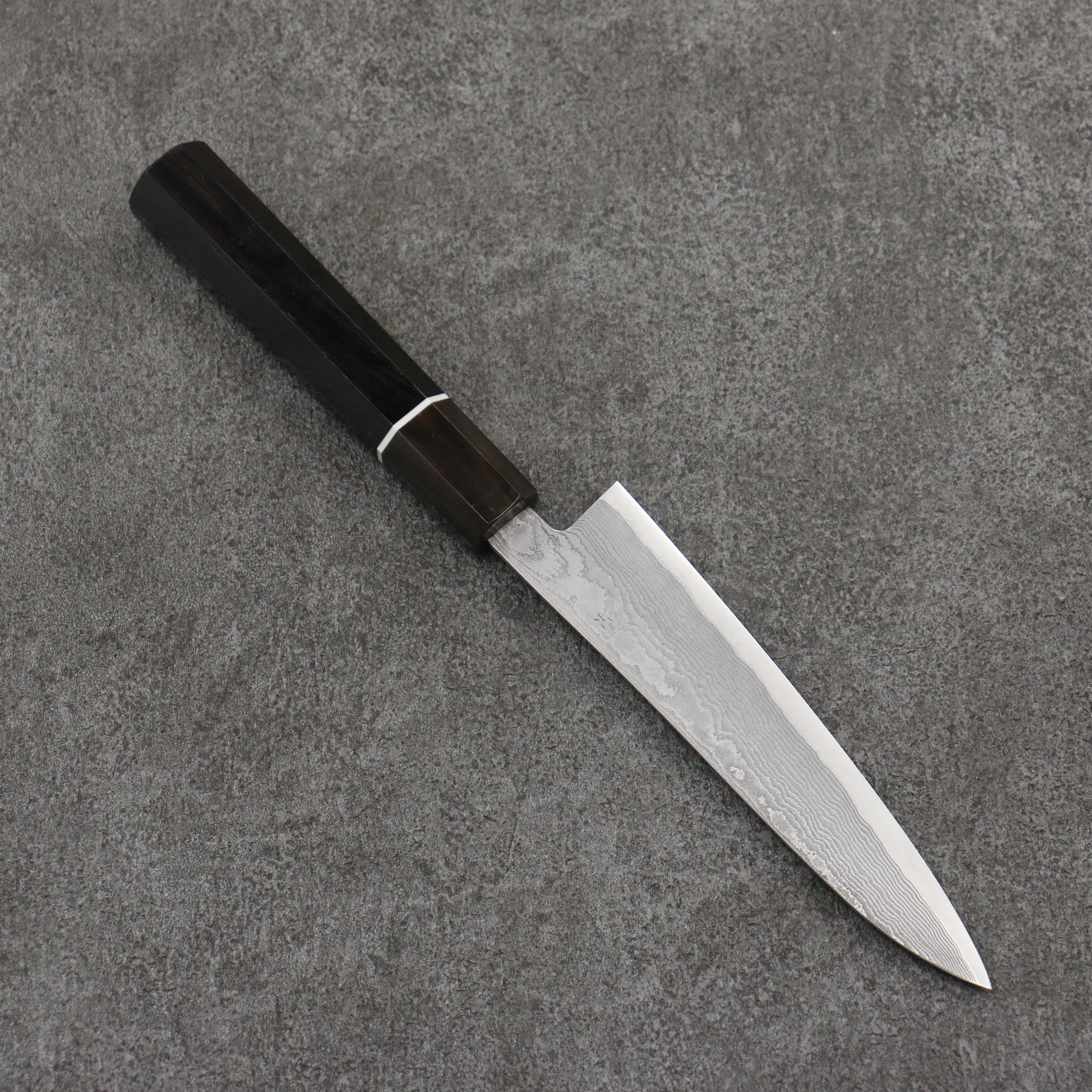 Shigeki Tanaka Habakiri SG2 Damascus Petty-Utility 135mm Ebony Wood Handle - Japanny - Best Japanese Knife