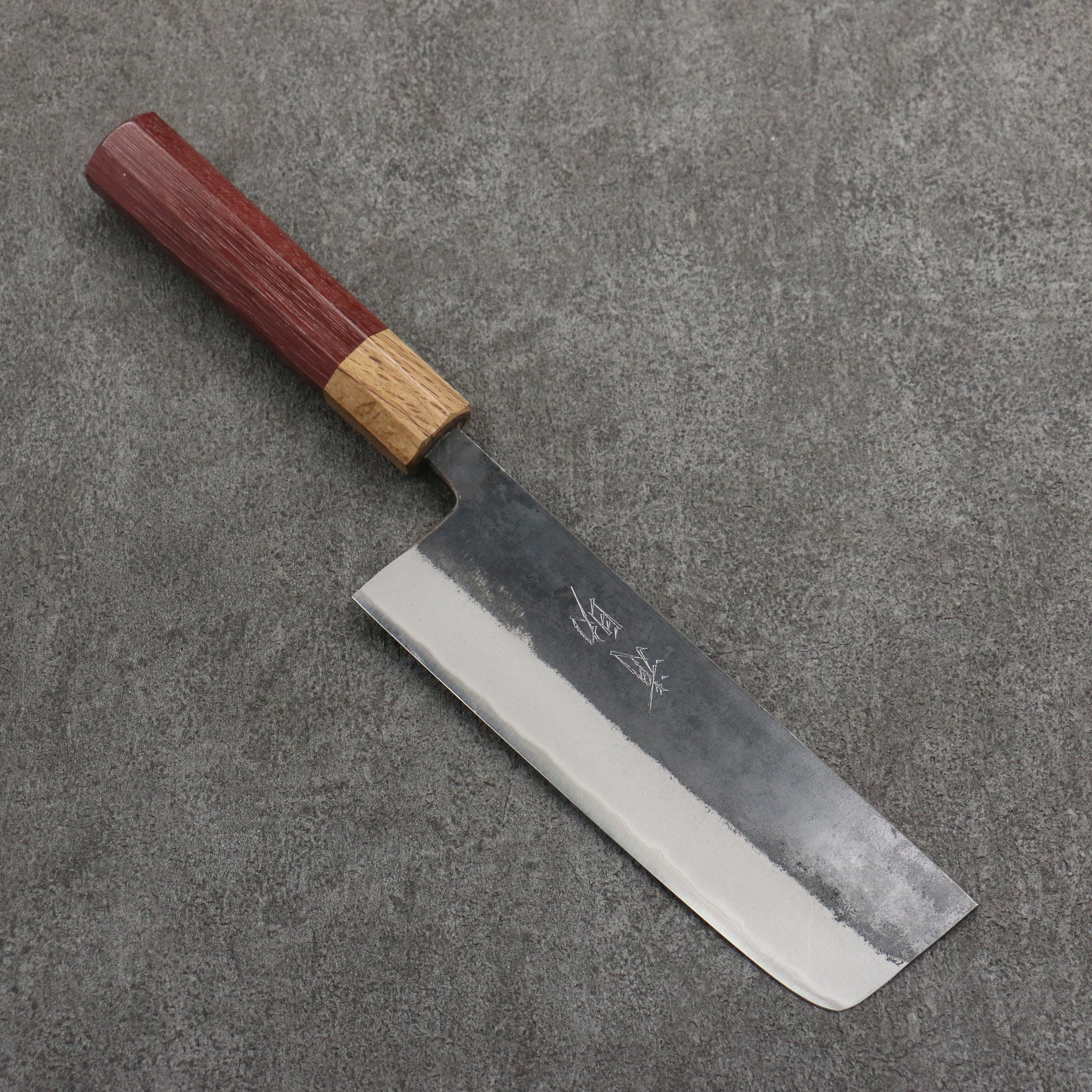 Seisuke Blue Steel No.2 Black Finished Nakiri 165mm Purpleheart (Ferrule: Oak) Handle - Japanny - Best Japanese Knife