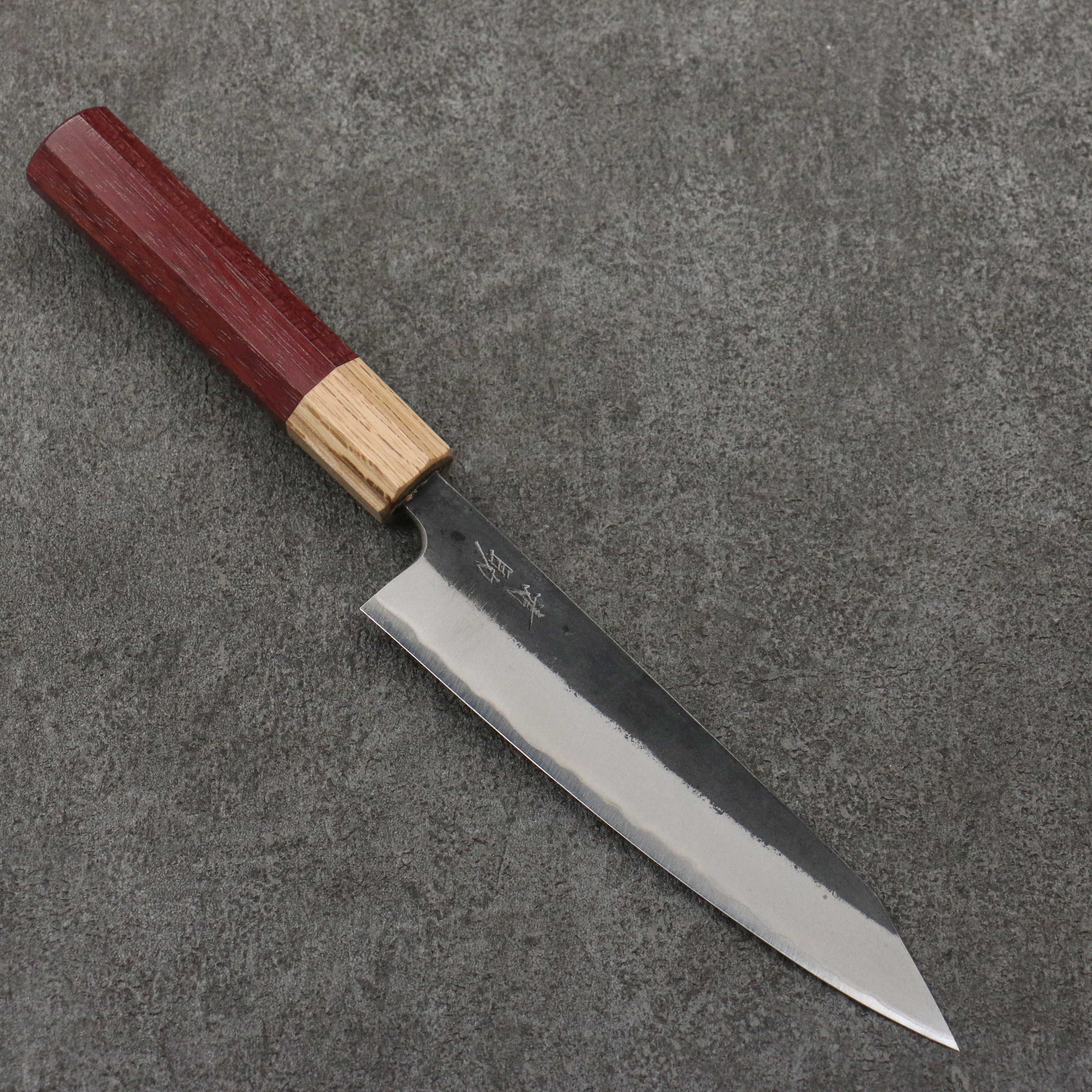 Seisuke Blue Steel No.2 Black Finished Kiritsuke Petty-Utility 150mm Purpleheart (Ferrule: Oak) Handle - Japanny - Best Japanese Knife